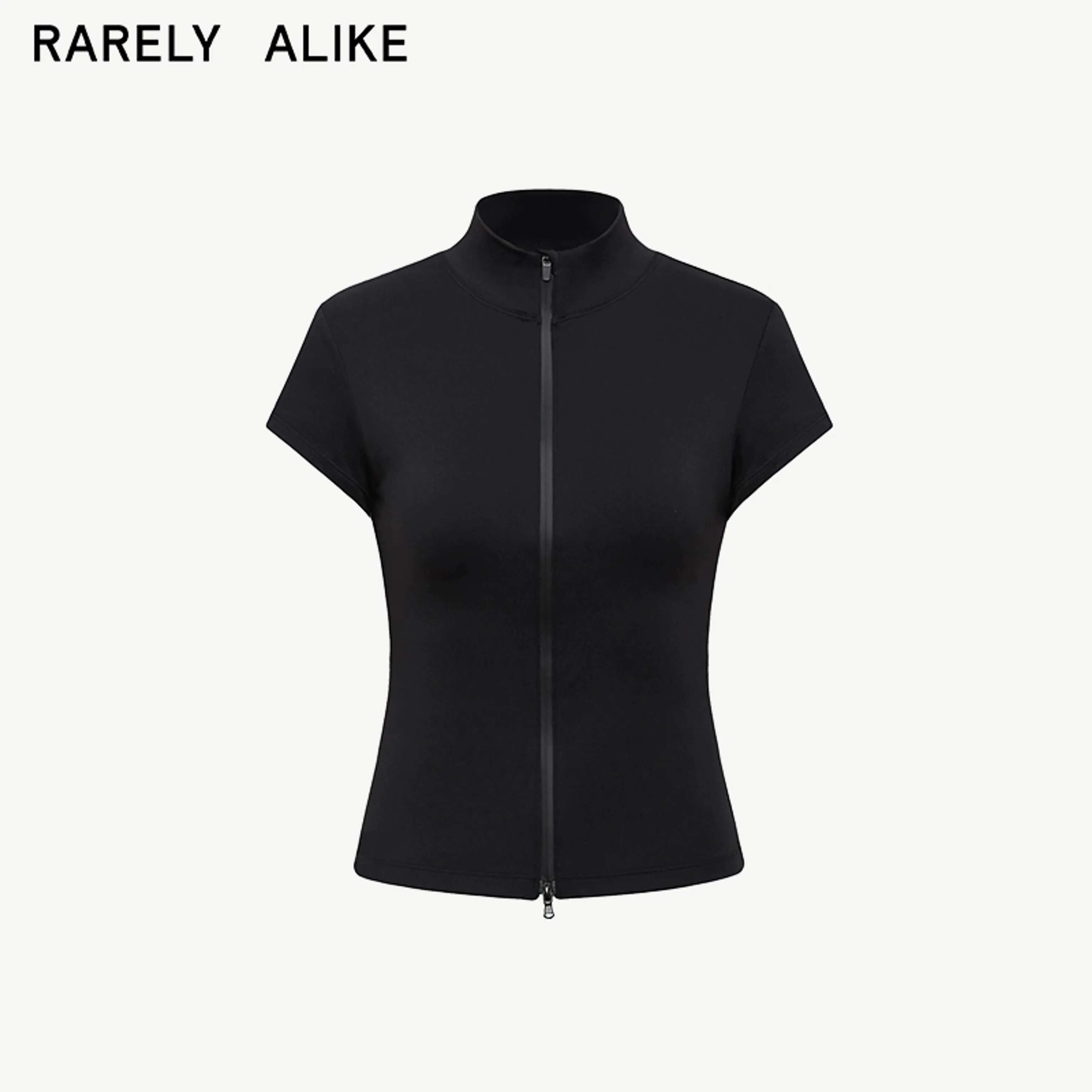 Double Zipper High-Collar Slim Tee - Image 8