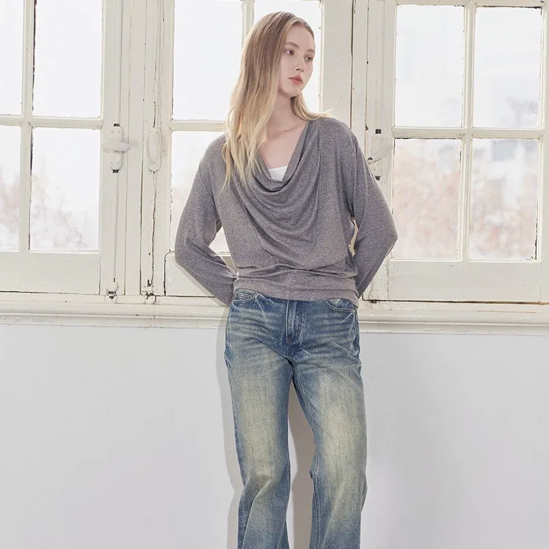 Draped Cowl-Neck Knit Top - Image 6