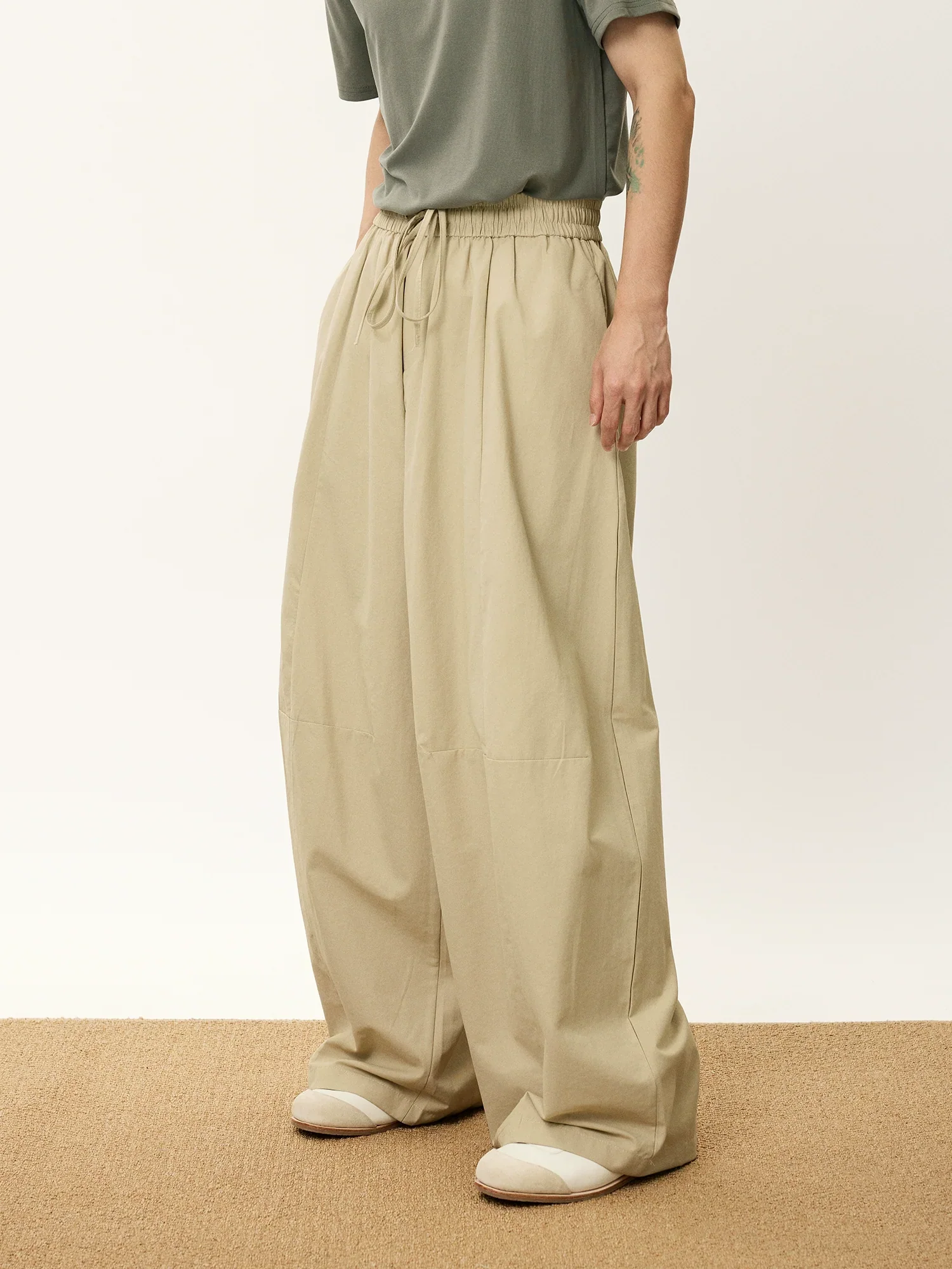 Draped Drawstring Wide-Leg Pants - Image 2