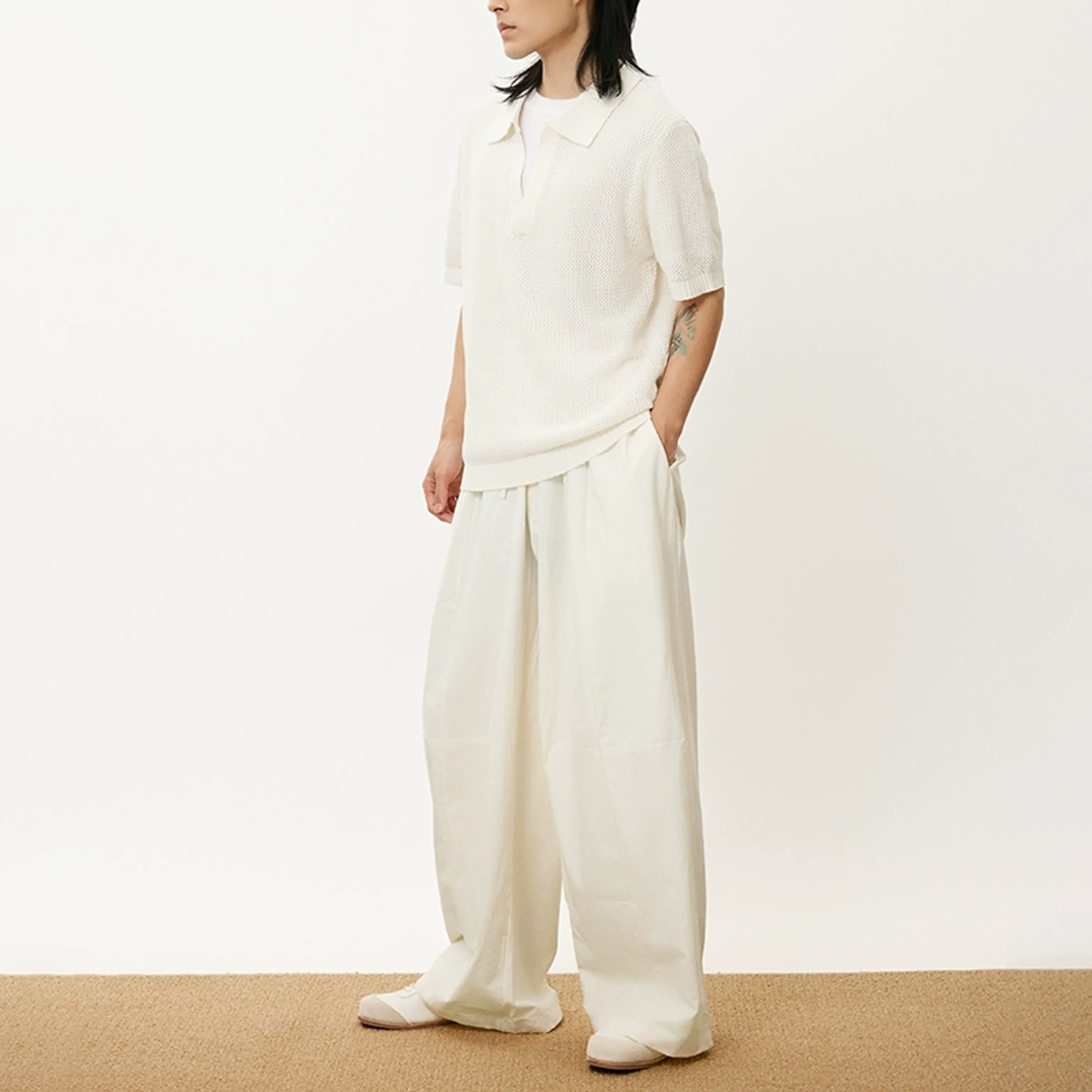 Draped Drawstring Wide-Leg Pants - Image 7