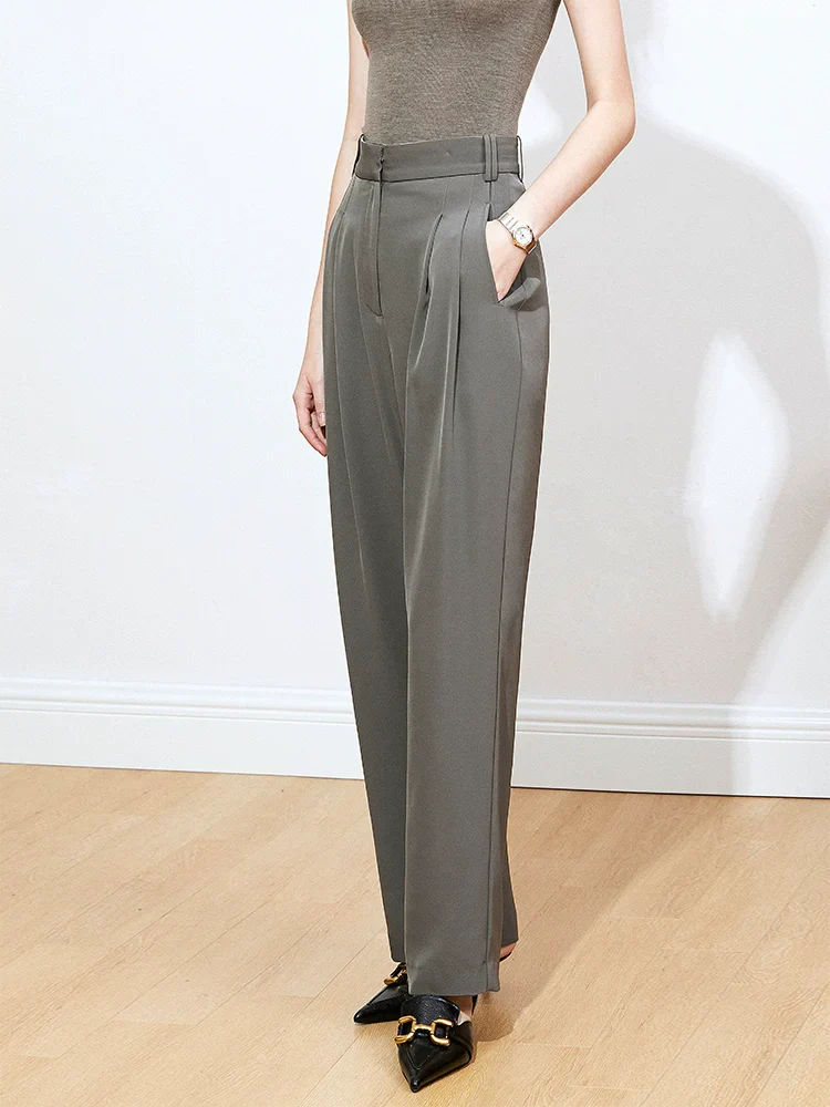 Draped High-Waist Wide-Leg Trousers