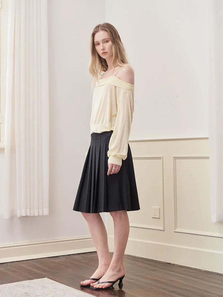 Draped One-Shoulder Knit Top