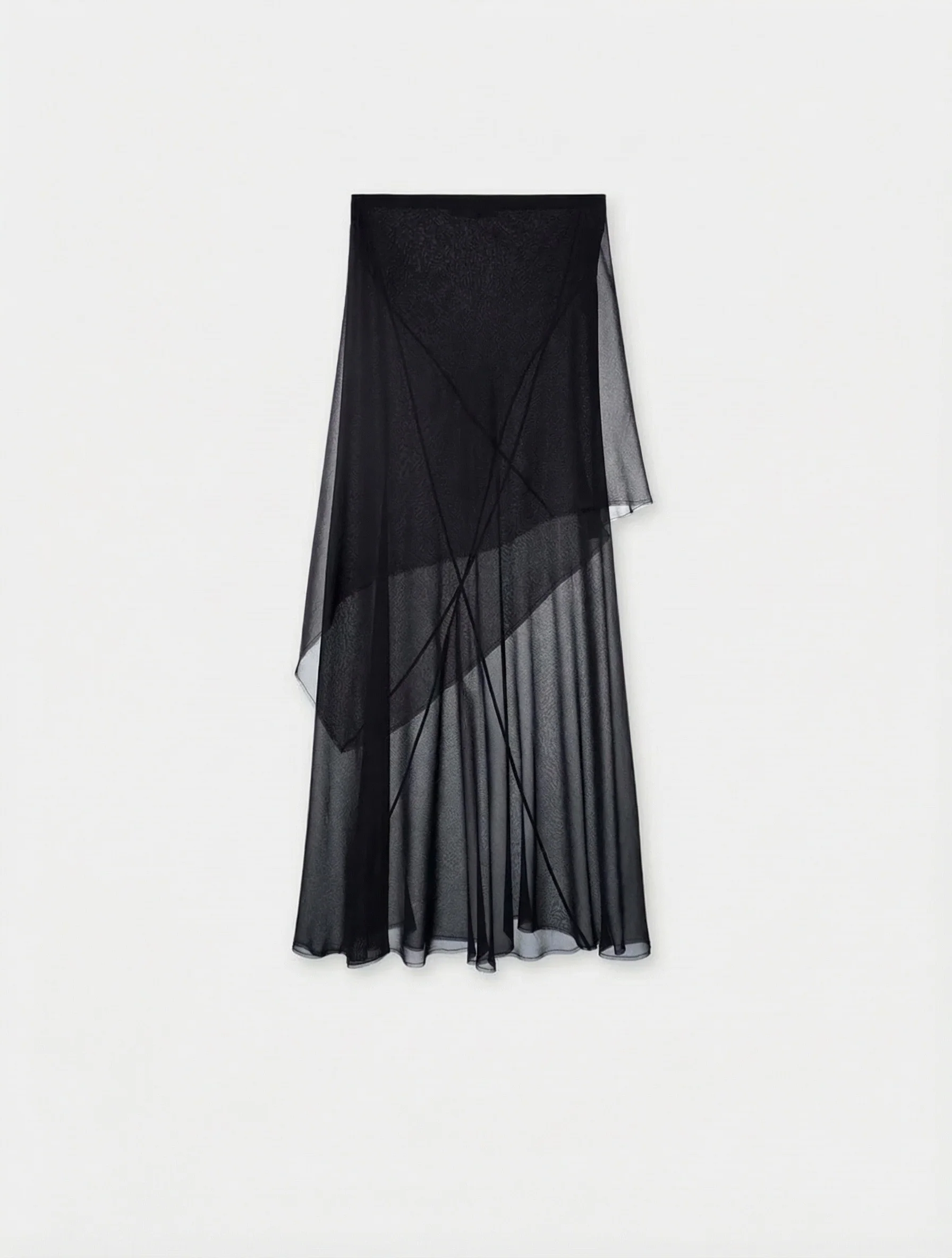 Draped One-Shoulder Top & Layered Maxi Skirt Set - Image 3