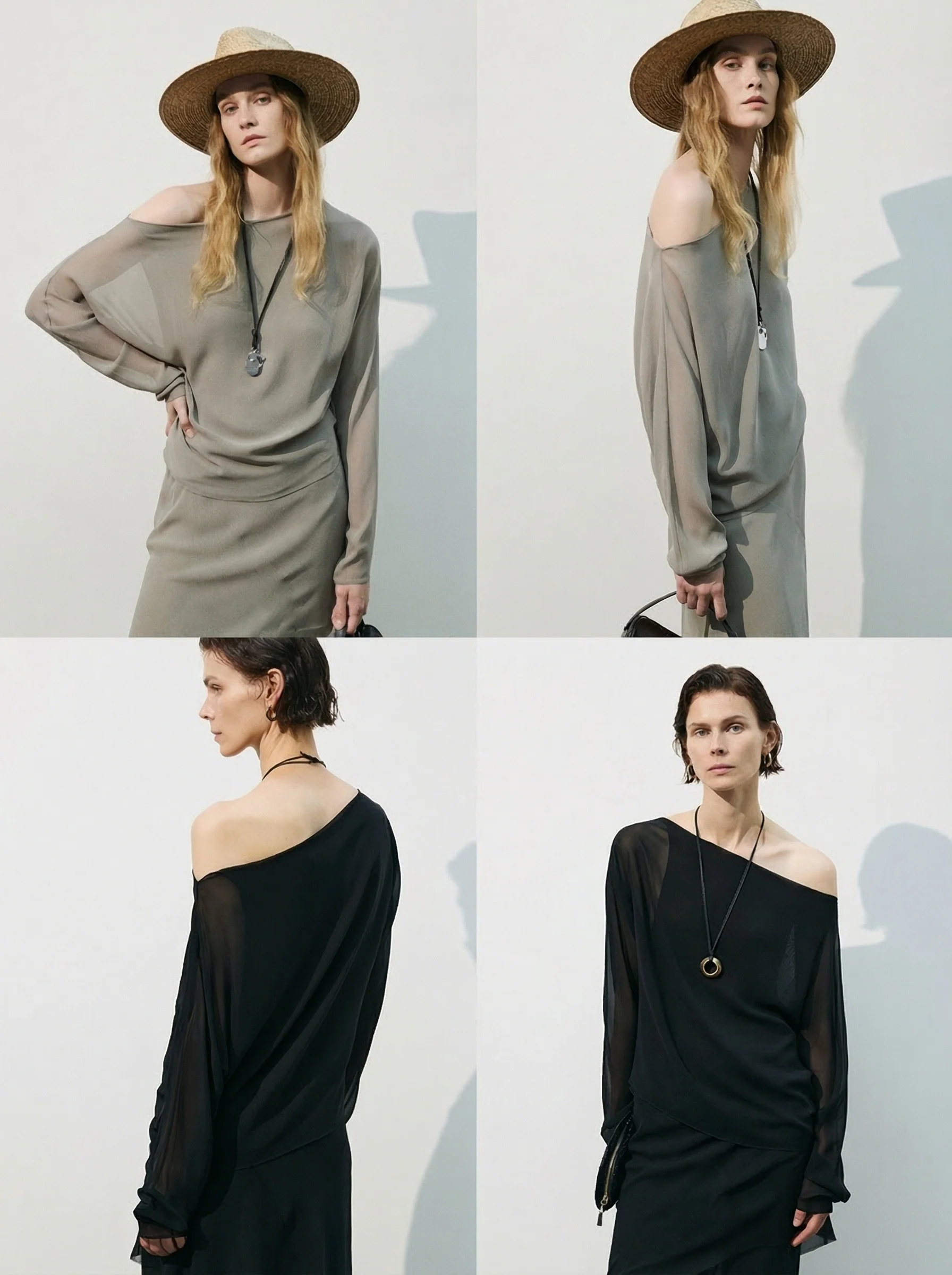 Draped One-Shoulder Top & Layered Maxi Skirt Set - Image 5