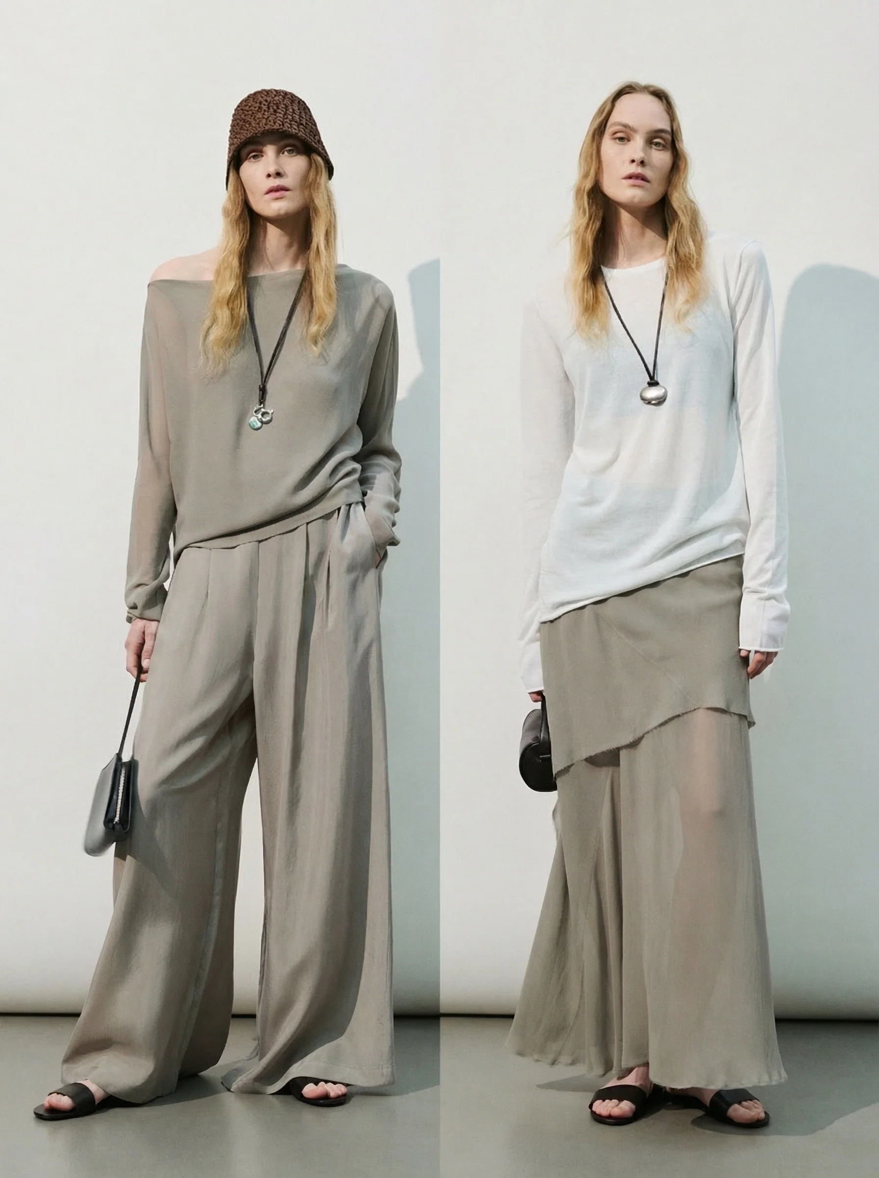Draped One-Shoulder Top & Layered Maxi Skirt Set - Image 8