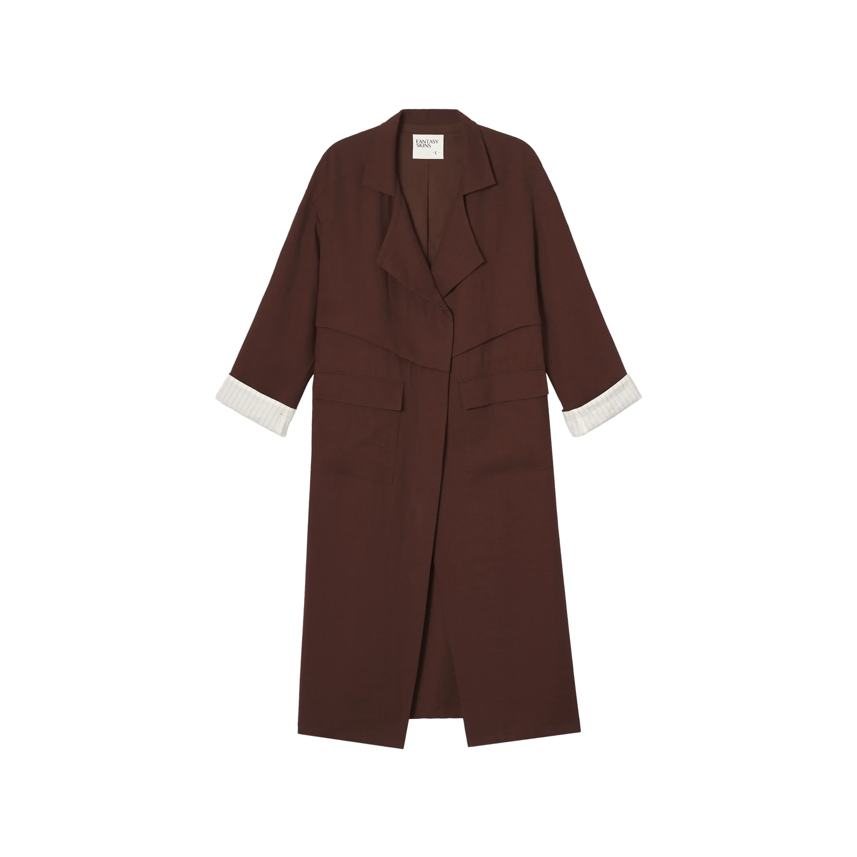 Draped Tencel-Linen Trench Coat - Image 6