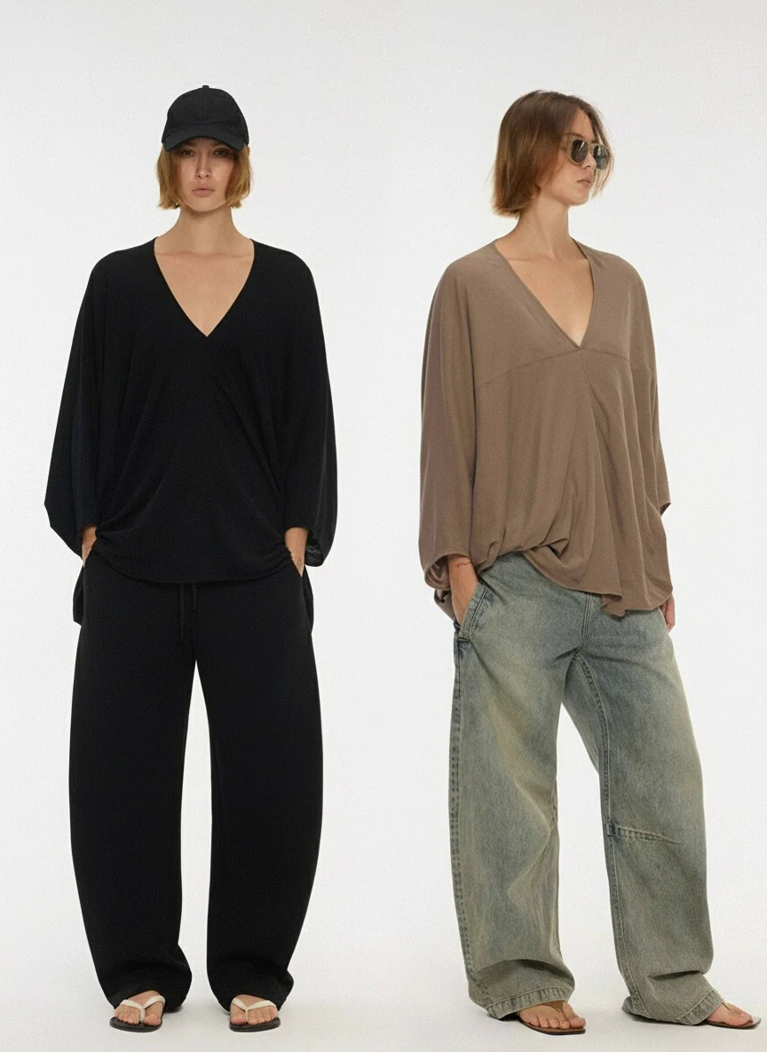 Draped V‑Neck Batwing Top - Image 7