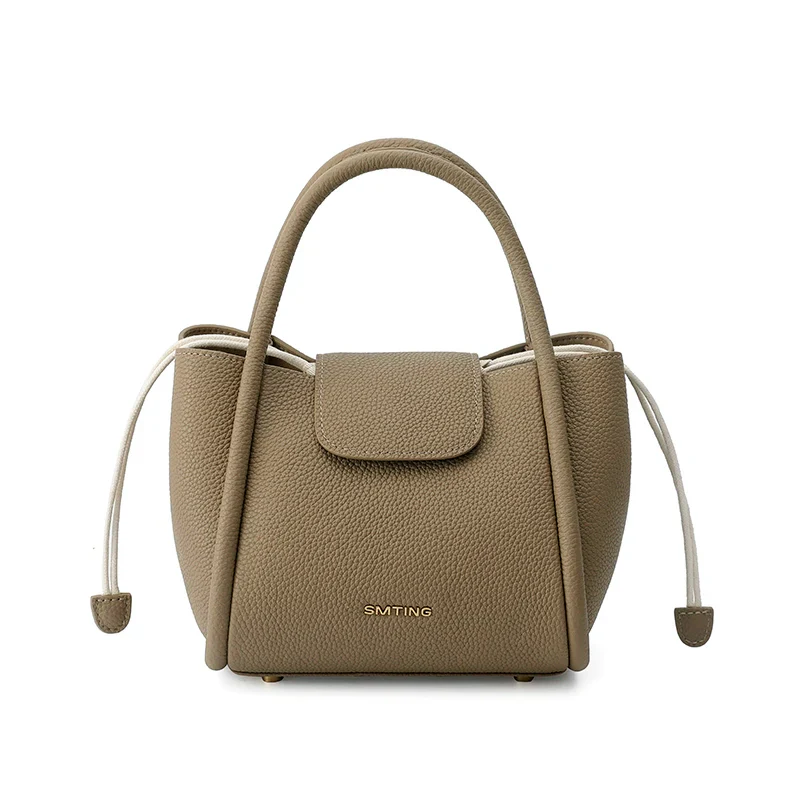 Drawstring Cowhide Bucket Bag - Image 3