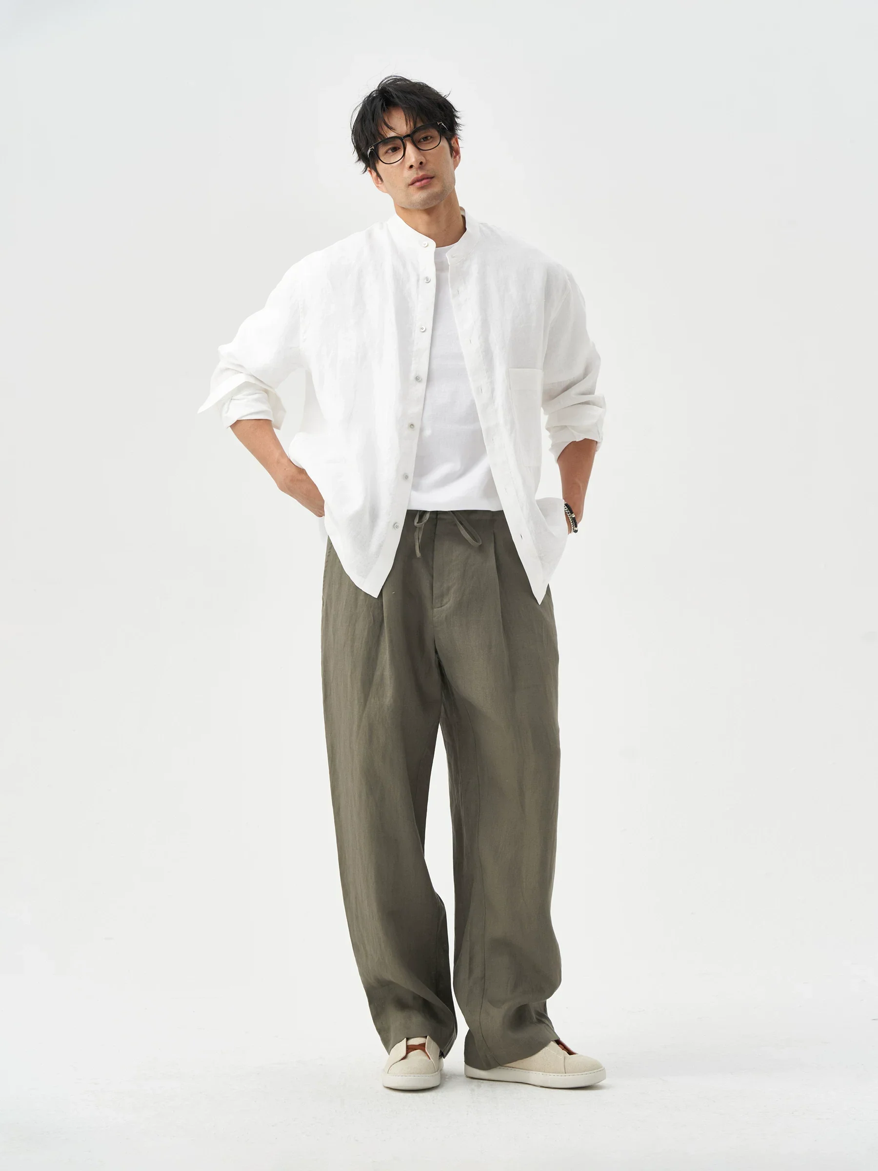 Drawstring Linen Trousers - Image 2