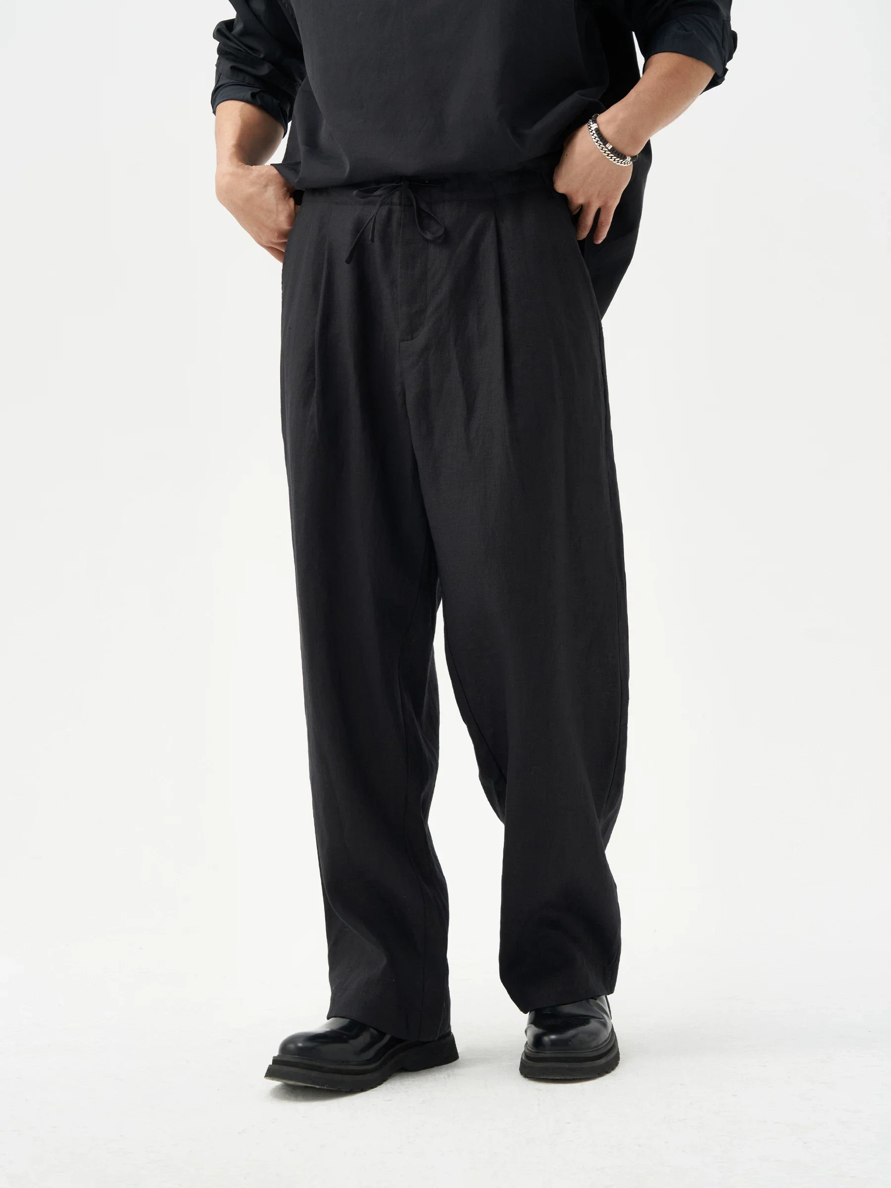 Drawstring Linen Trousers - Image 4