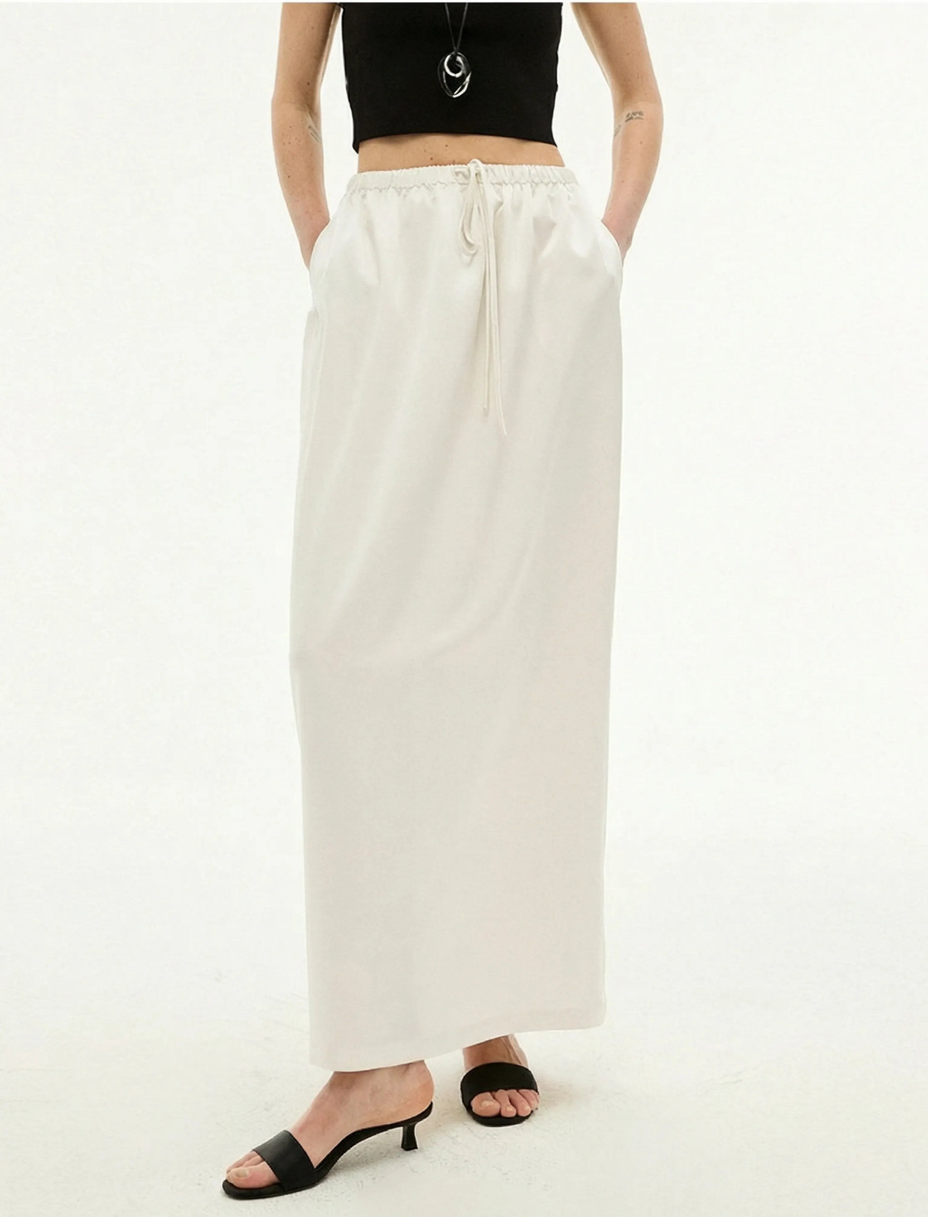 Drawstring Maxi Skirt