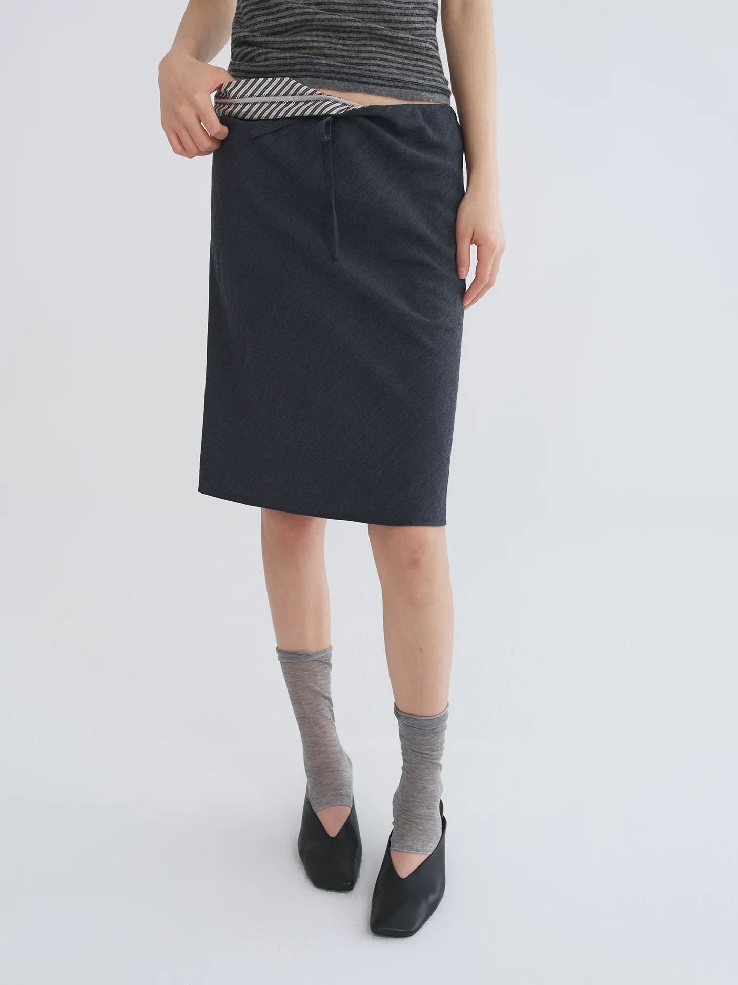 Drawstring Midi Skirt