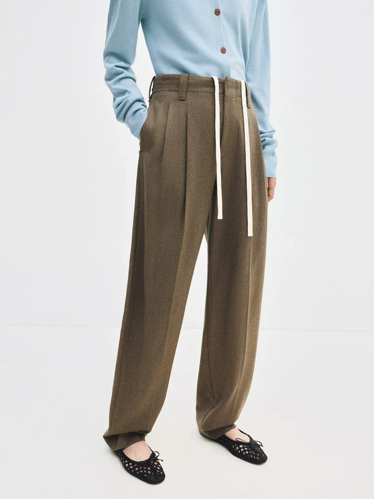 Drawstring Pleated Trousers - Image 2