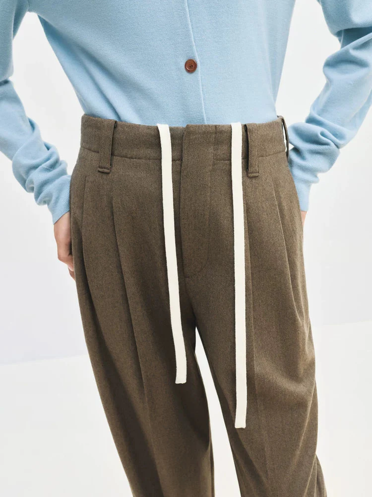 Drawstring Pleated Trousers - Image 3