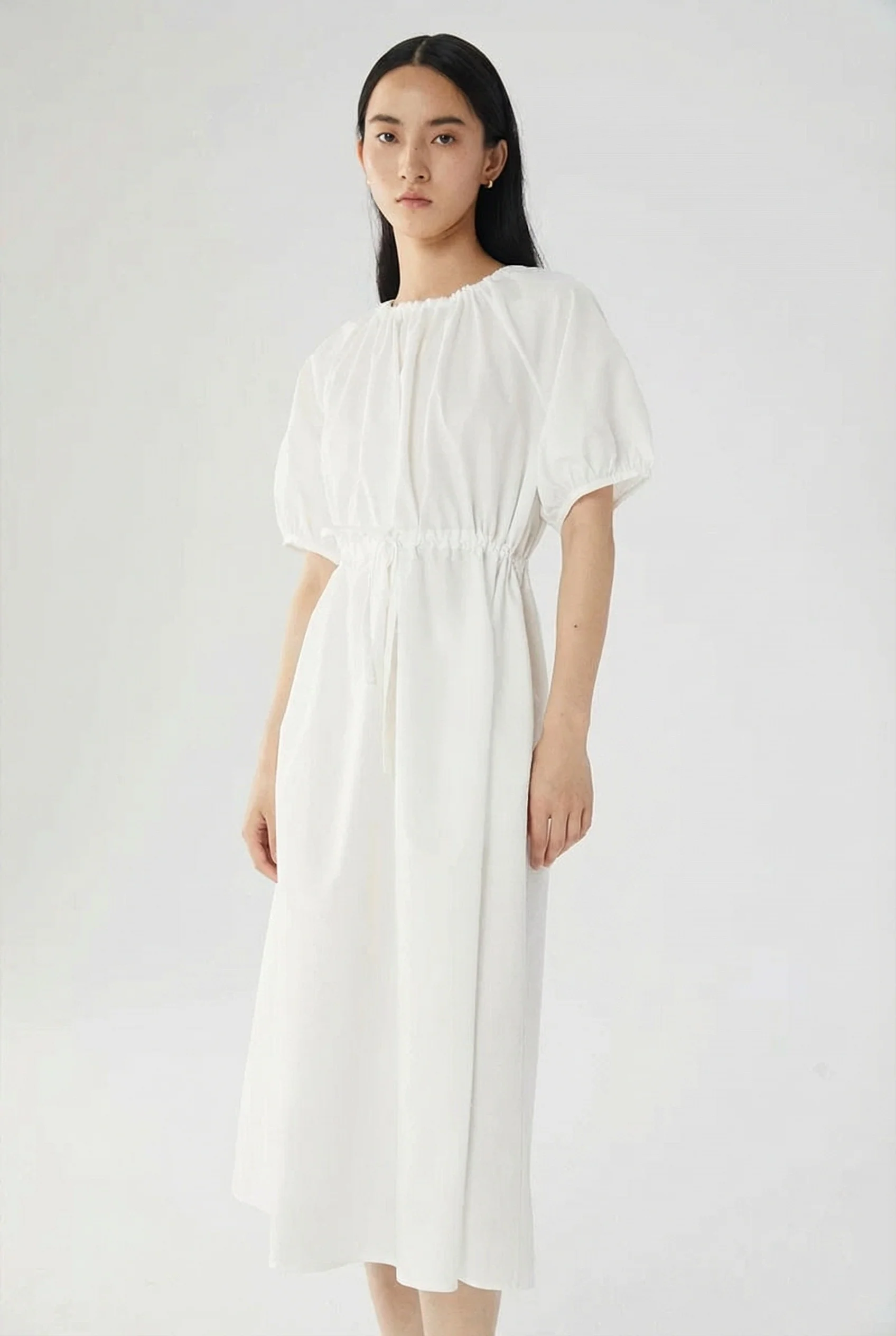 Drawstring Puff Midi Dress - Image 6