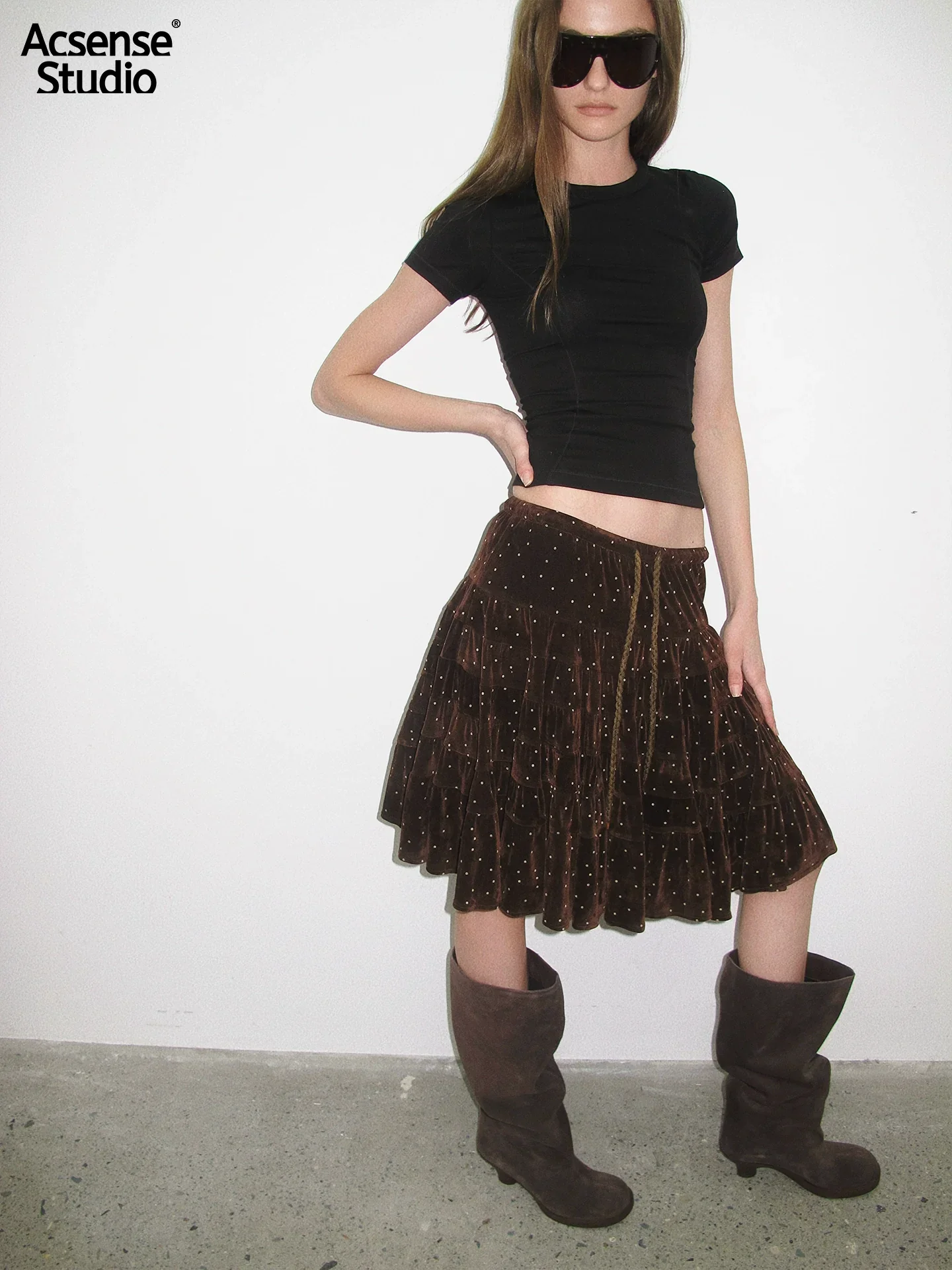 Drawstring Tiered Midi Skirt - Image 5