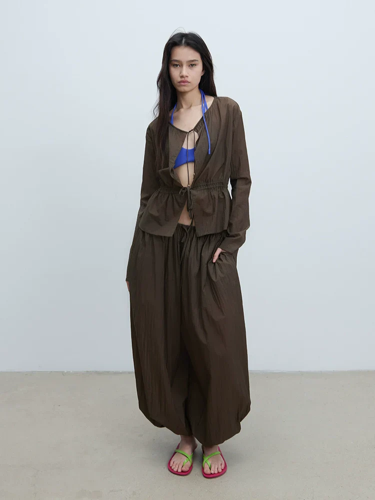 Drawstring Waist Thin Cardigan - Image 5