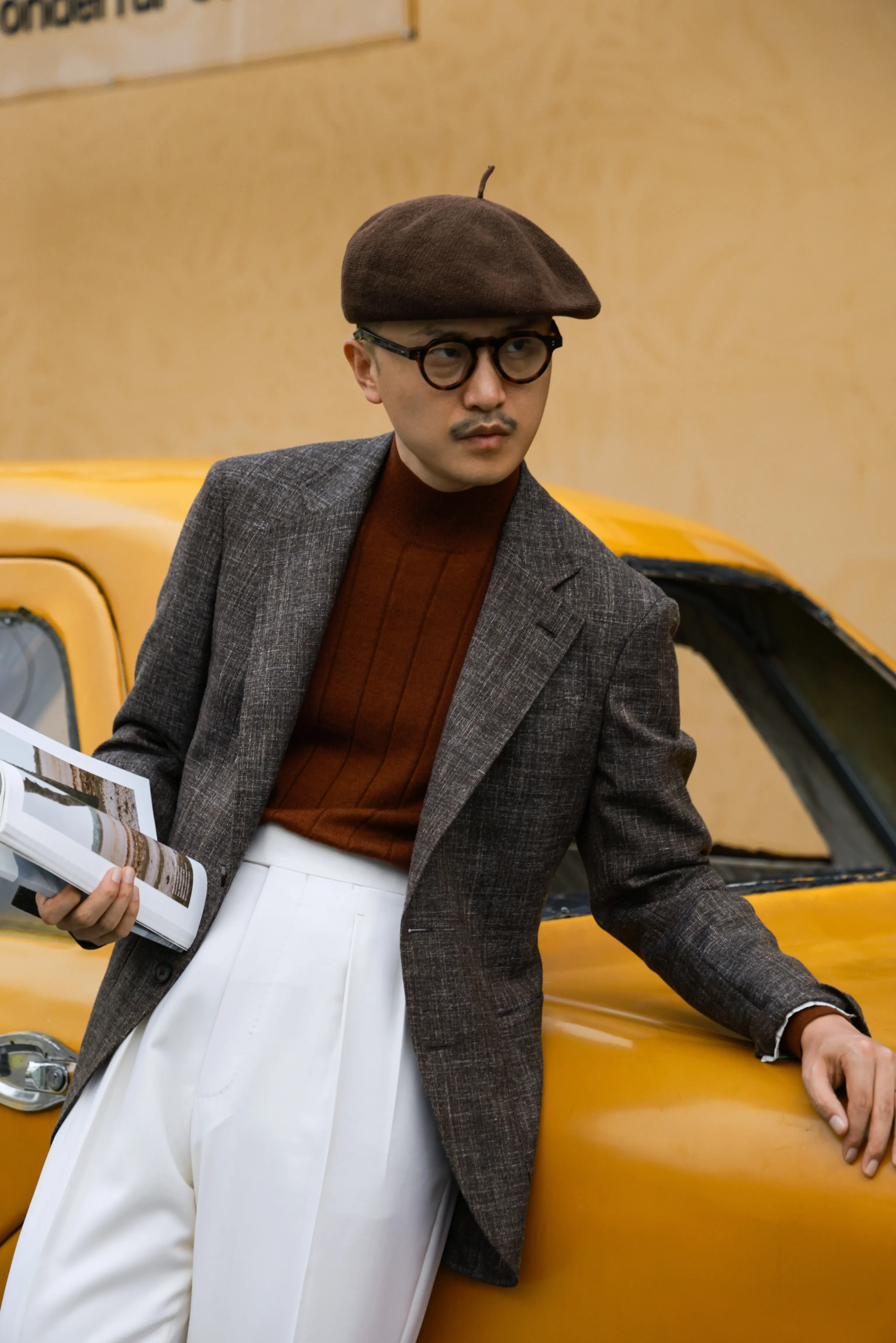 Driftwood Wool-Silk-Linen Two-Button Blazer