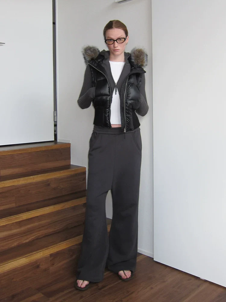 Drop-Crotch Flared Sweatpants