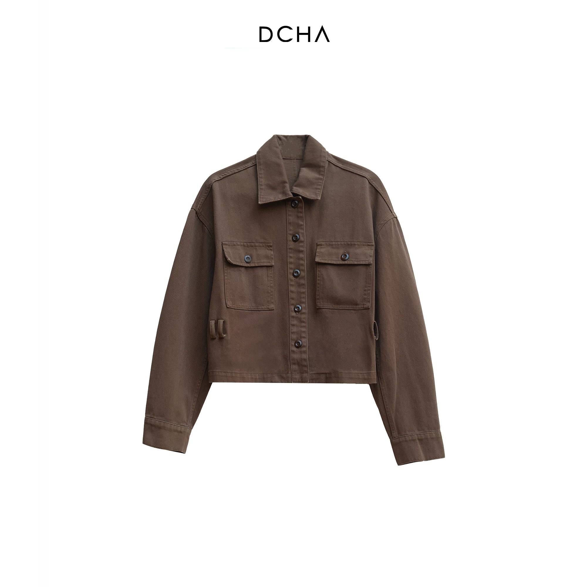 Drop-Shoulder Belted Denim Jacket - Image 2