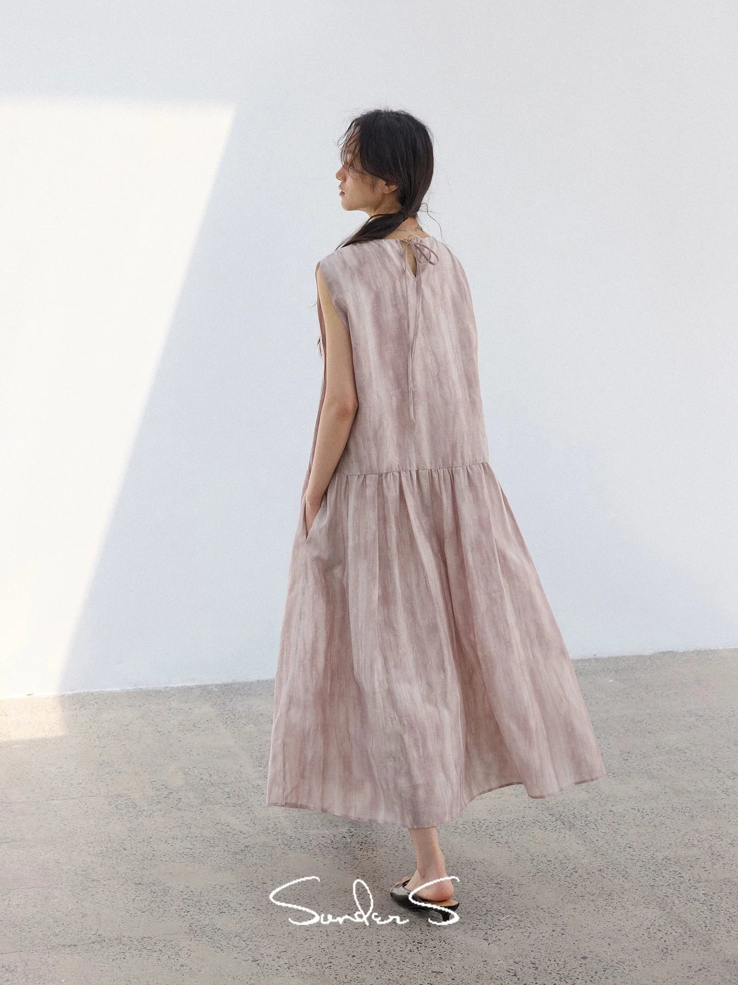 Drop-Waist Gathered Maxi Dress - Image 2