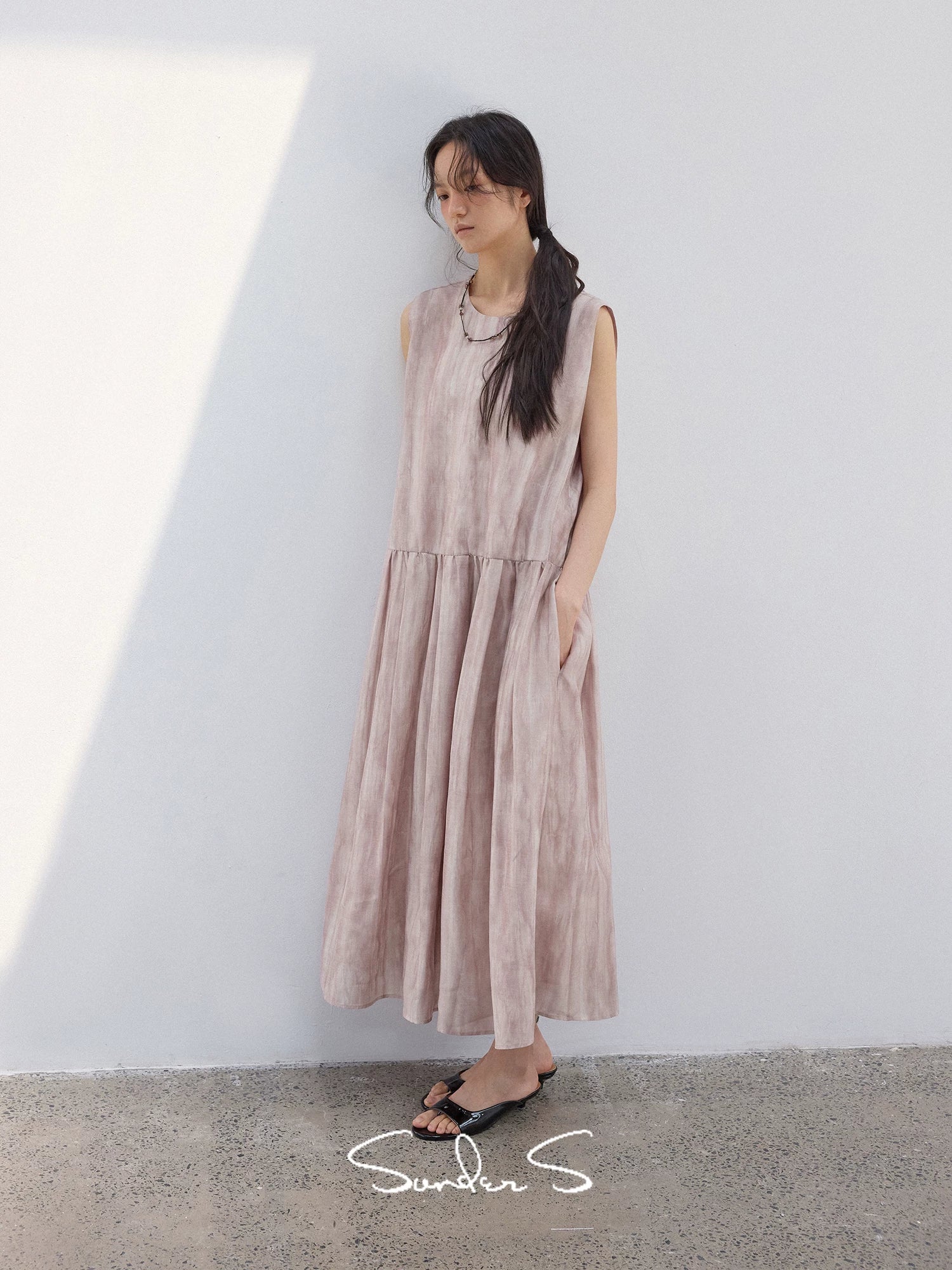 Drop-Waist Gathered Maxi Dress - Image 3