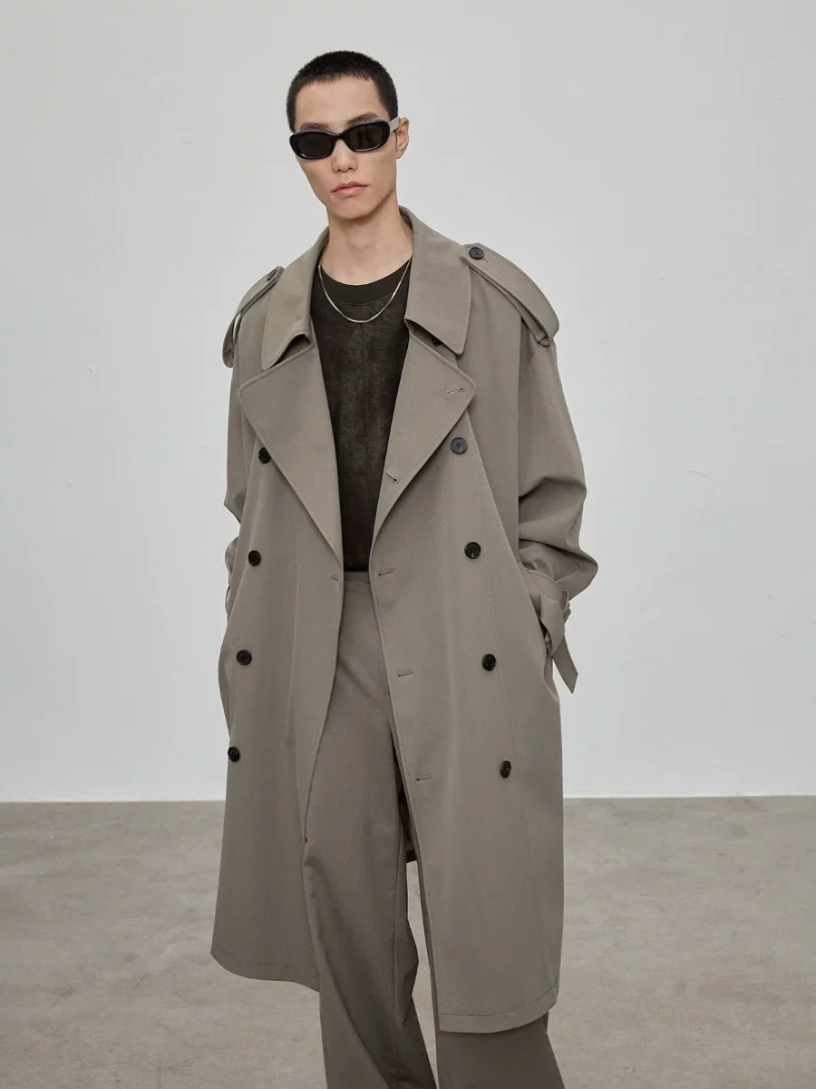 Dual-Length Double-Breasted Trench Coat