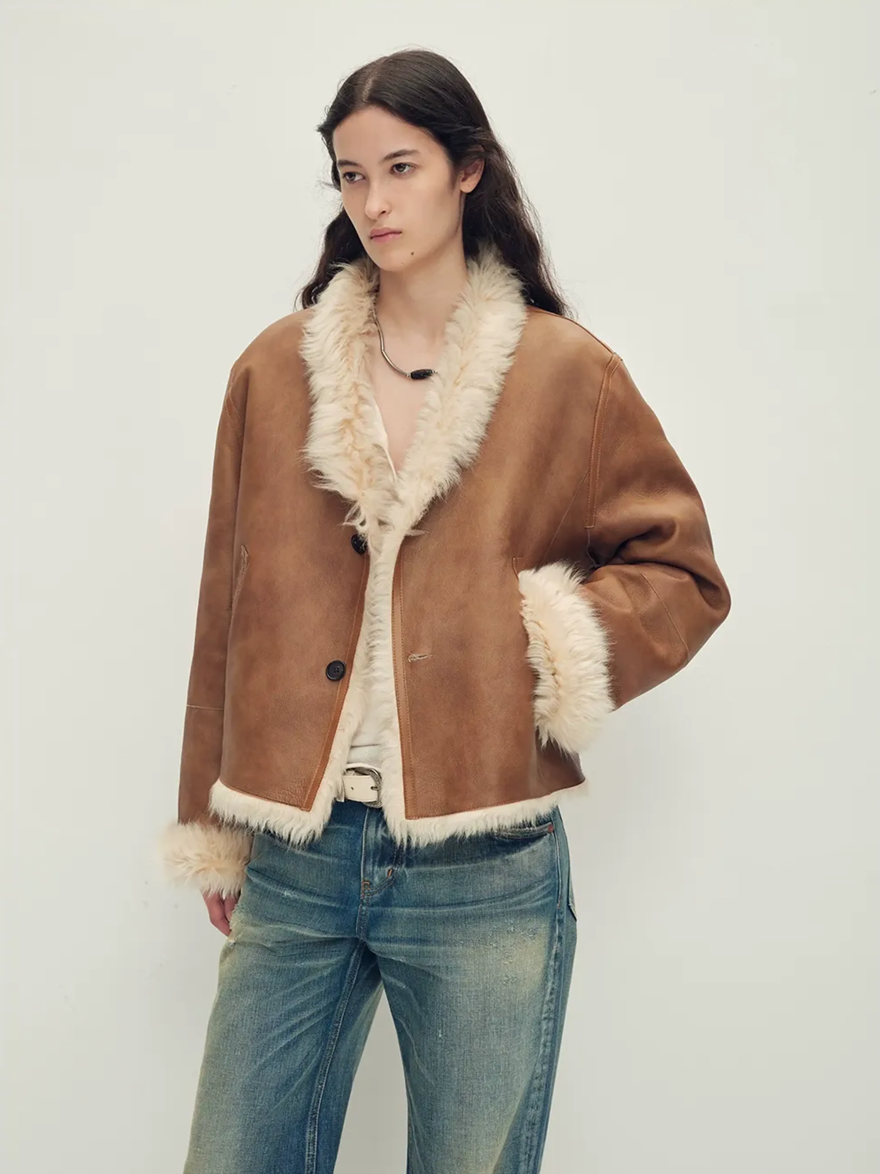 Dual-Sided Stand-Up Fur Coat - Image 19