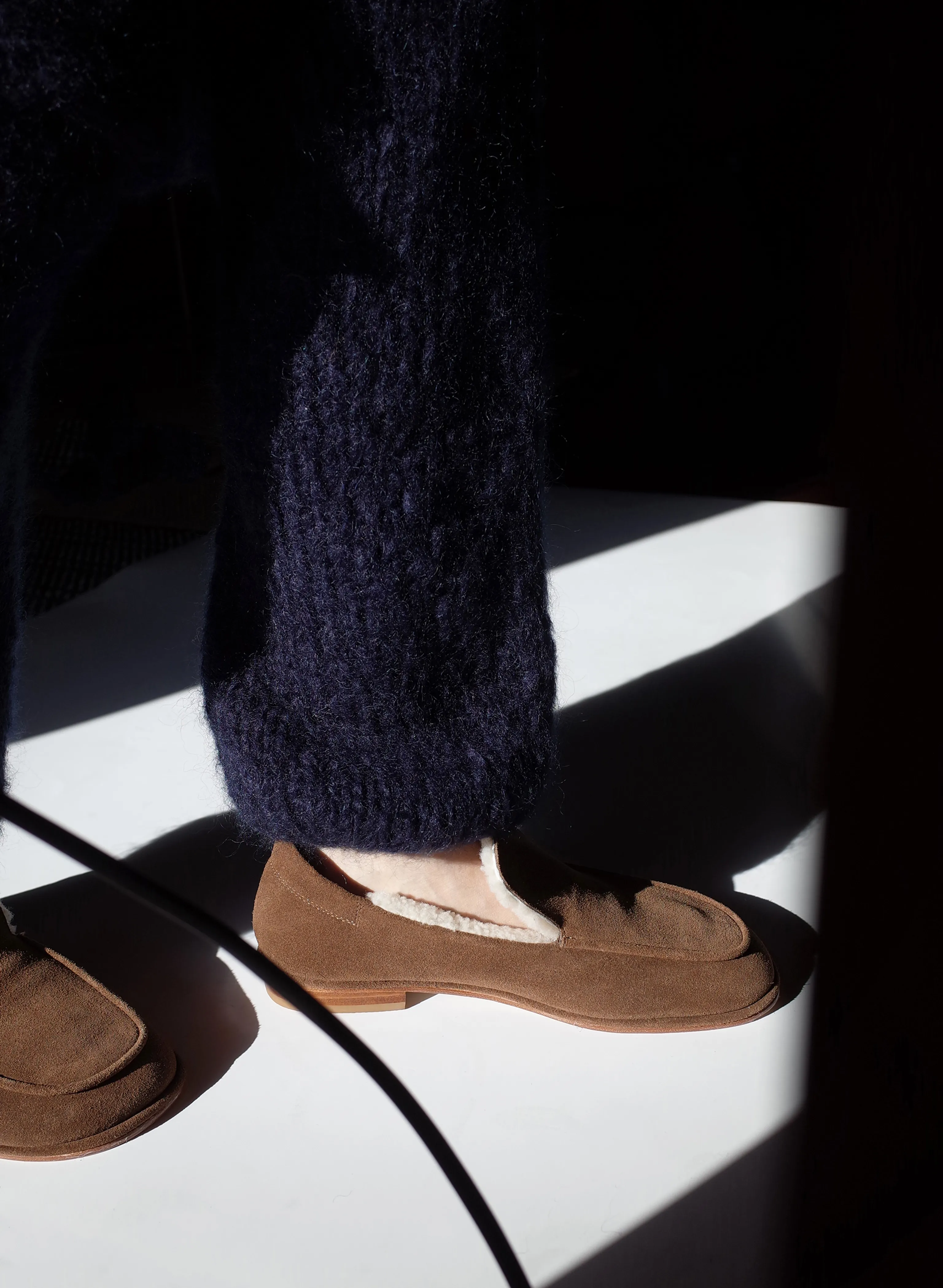 Ebony Shearling Moc Loafers - Image 6