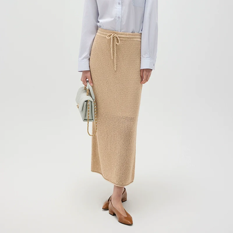 Eileen Open-Knit Drawstring Midi Skirt - Image 3