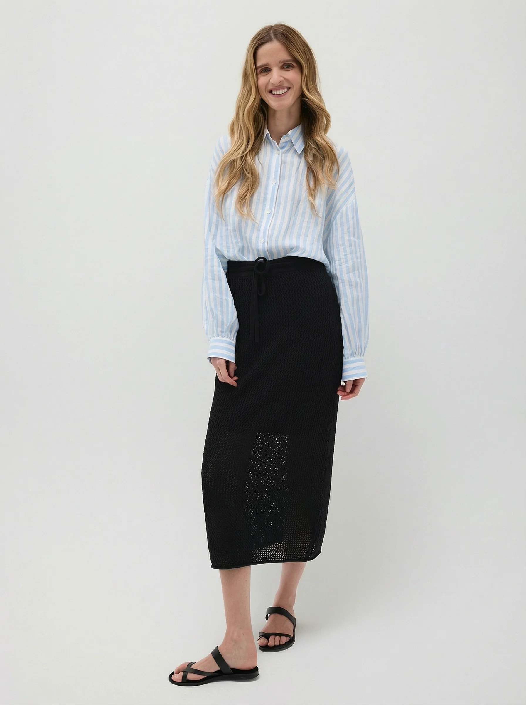 Eileen Open-Knit Drawstring Midi Skirt - Image 6