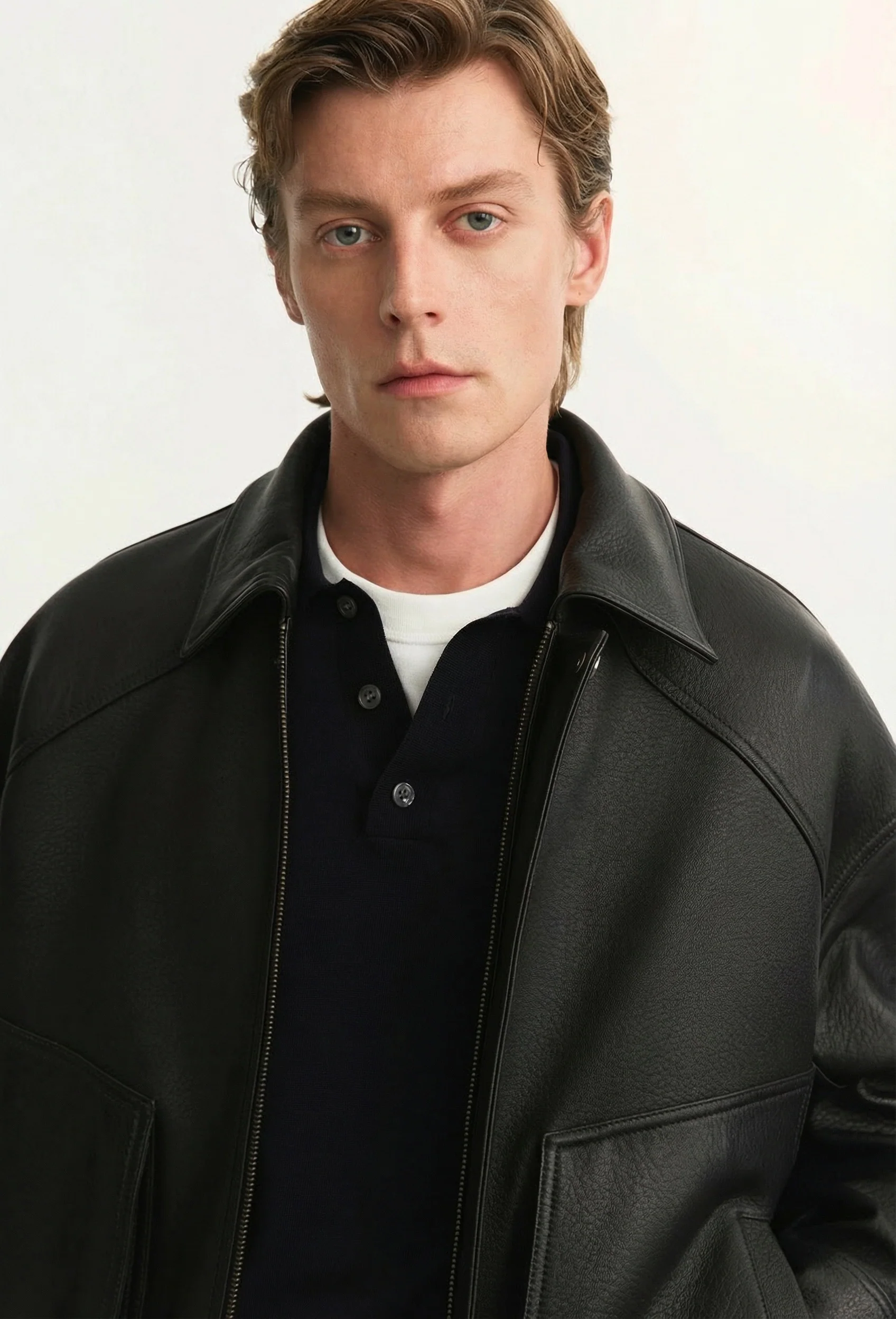 Elastic-Hem Leather Jacket - Image 4