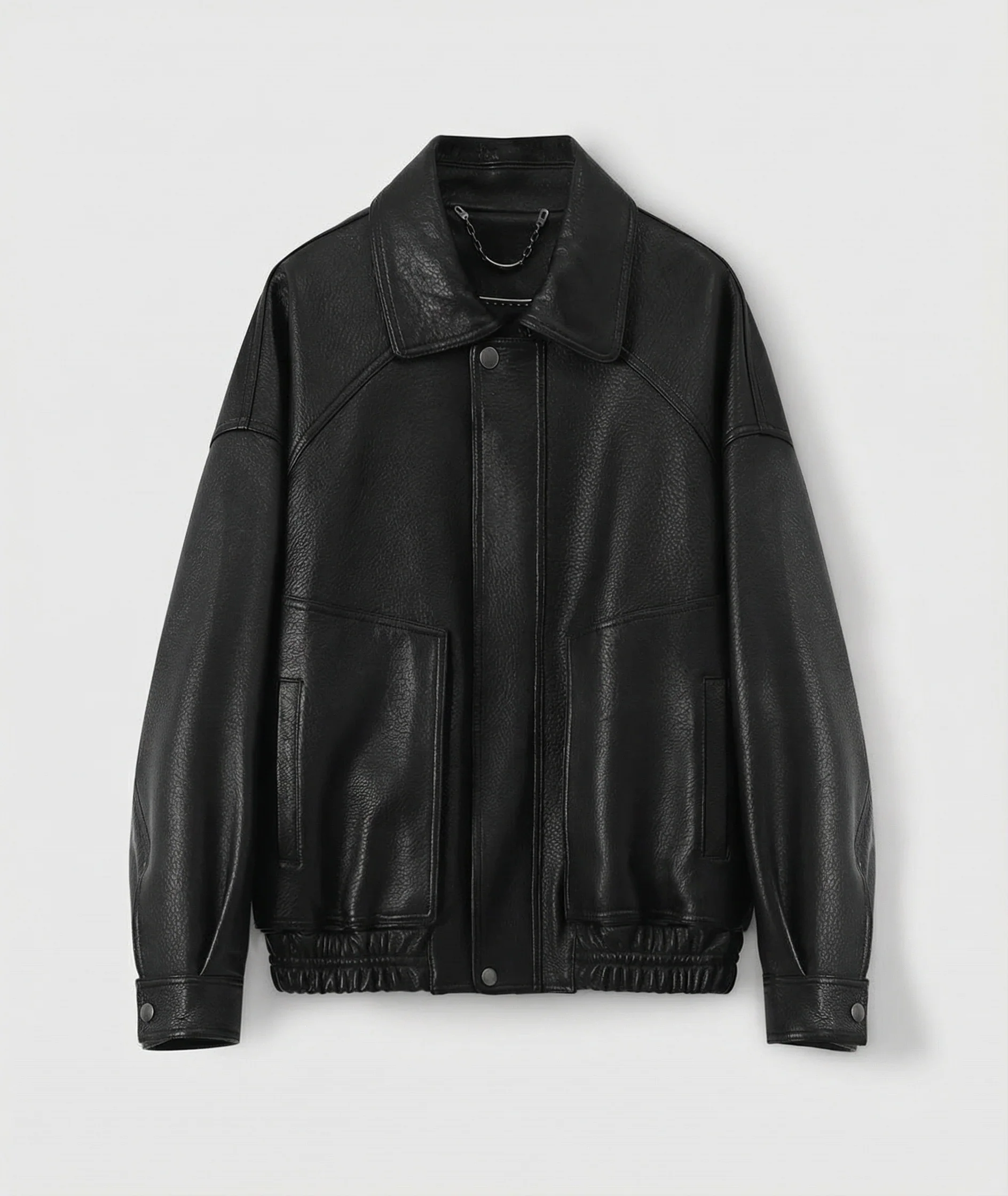 Elastic-Hem Leather Jacket - Image 7