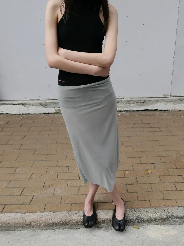 Elastic Mesh Midi Skirt