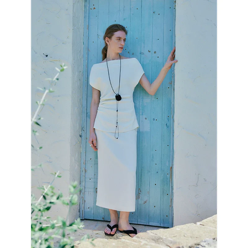 Elegant Acetate Off-Shoulder Ensemble - Image 2
