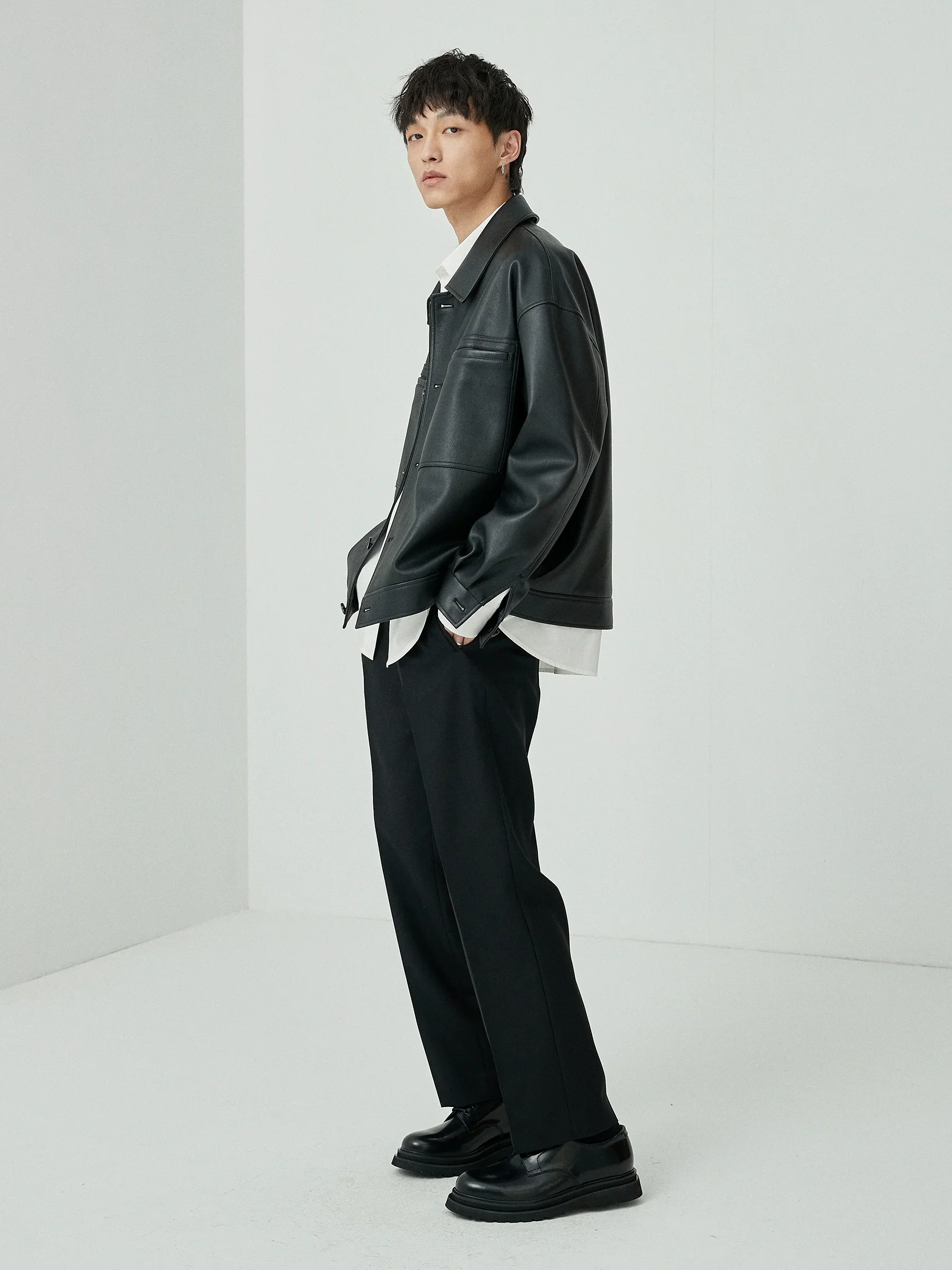 Elegant Faux Leather Jacket - Image 2