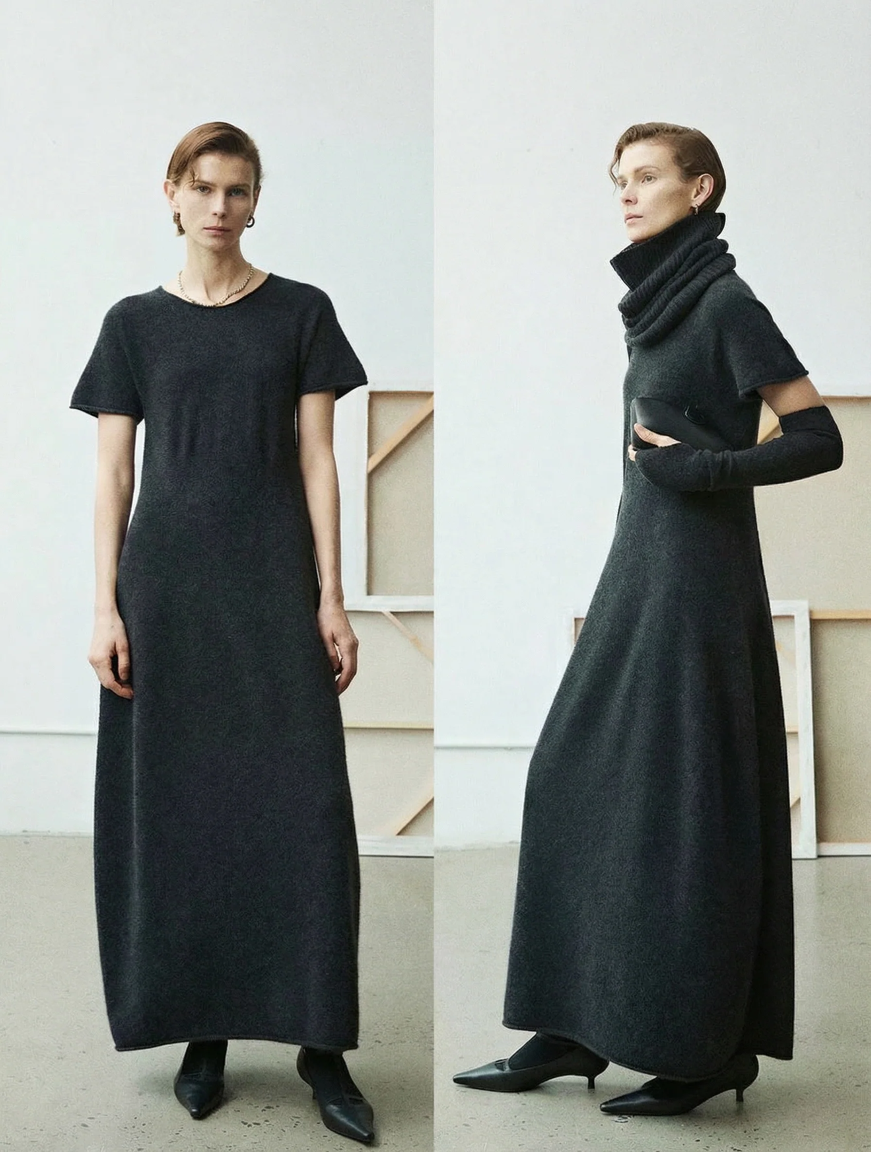 Elegant Short-Sleeve Knit Dress