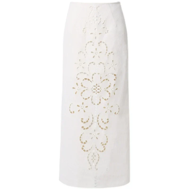 Embroidered Floral Cutout Skirt - Image 4