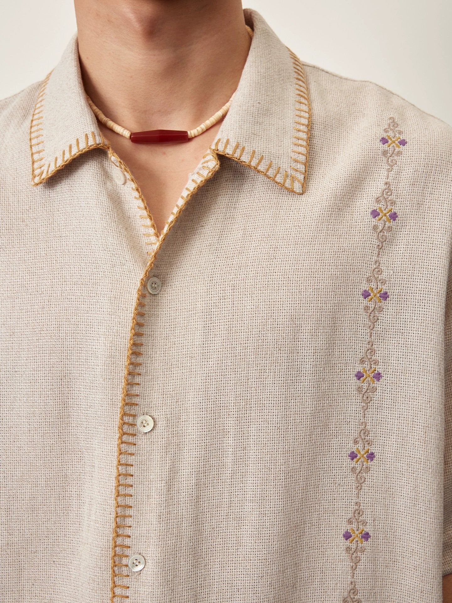 Embroidered Linen-Cotton Camp Shirt - Image 2