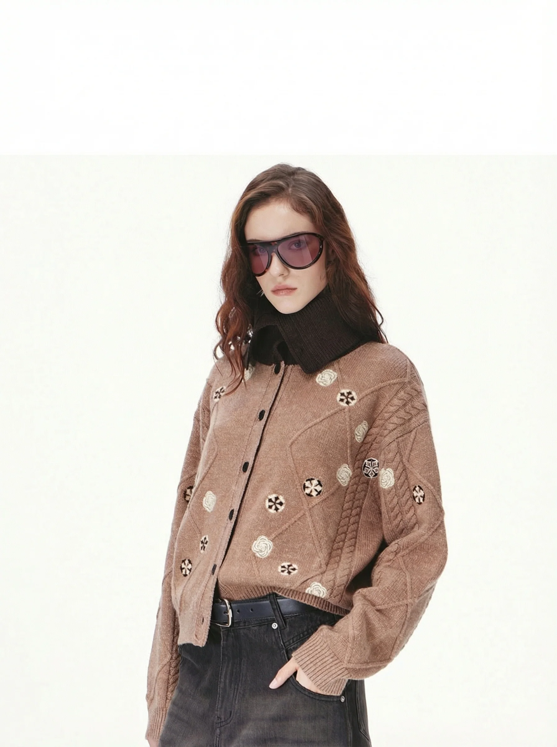 Embroidered Scarf Cardigan - Image 2