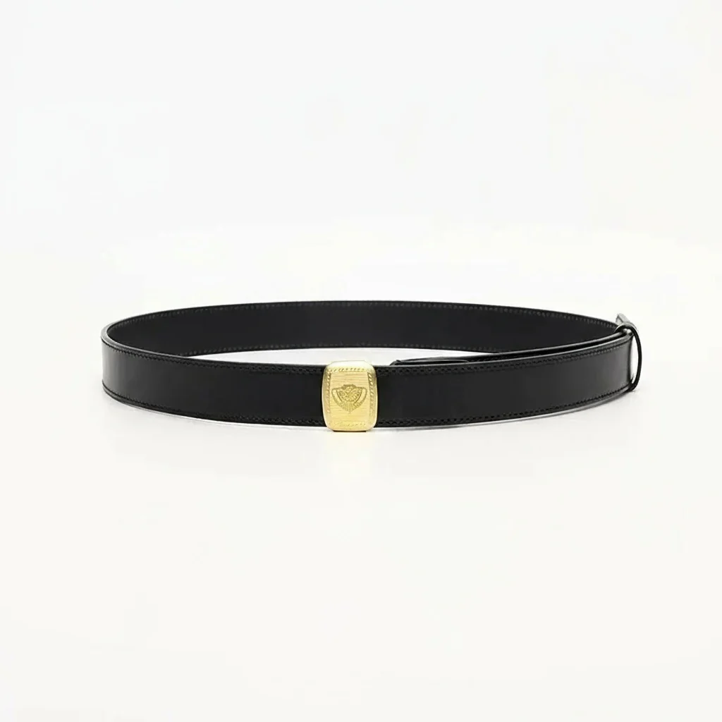 Engraved Brass Buckle Leather Belt - Image 4