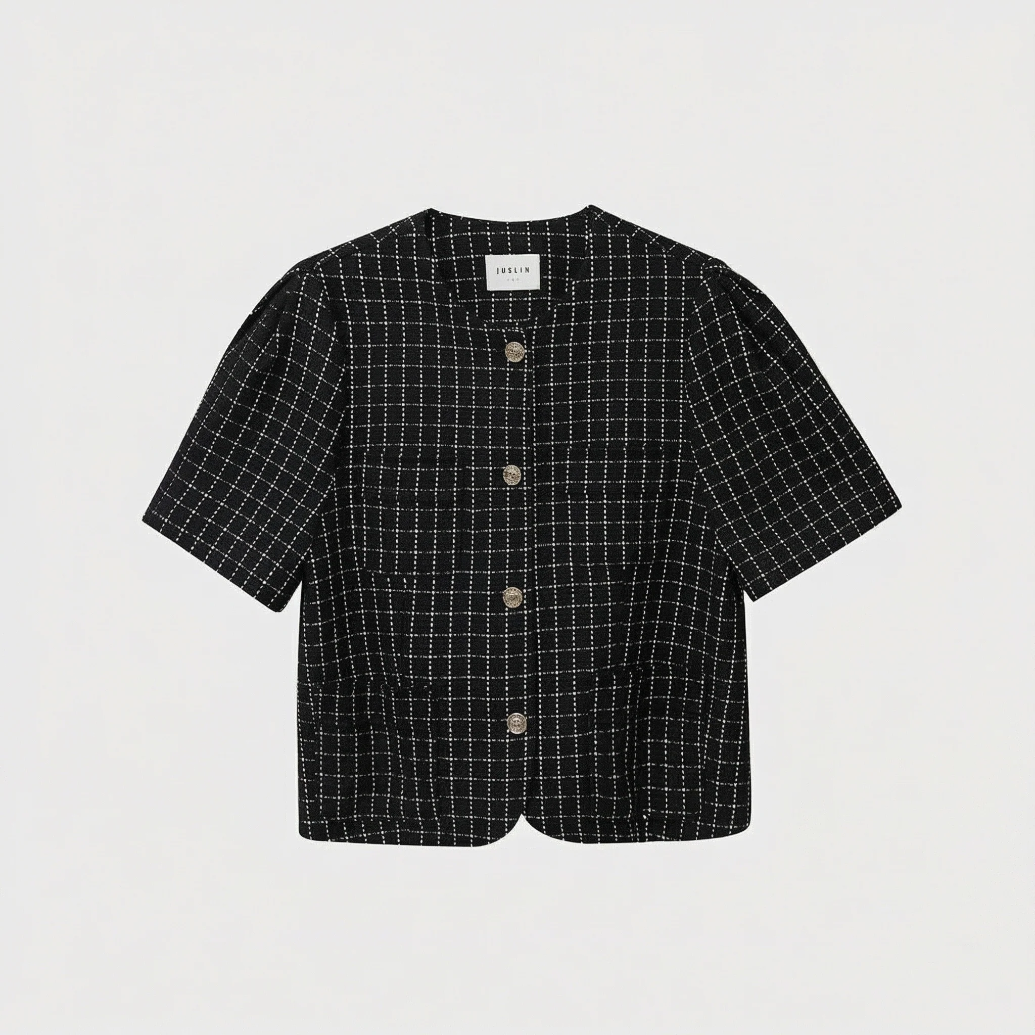 Exquisite Checkered Shorts Set - Image 6