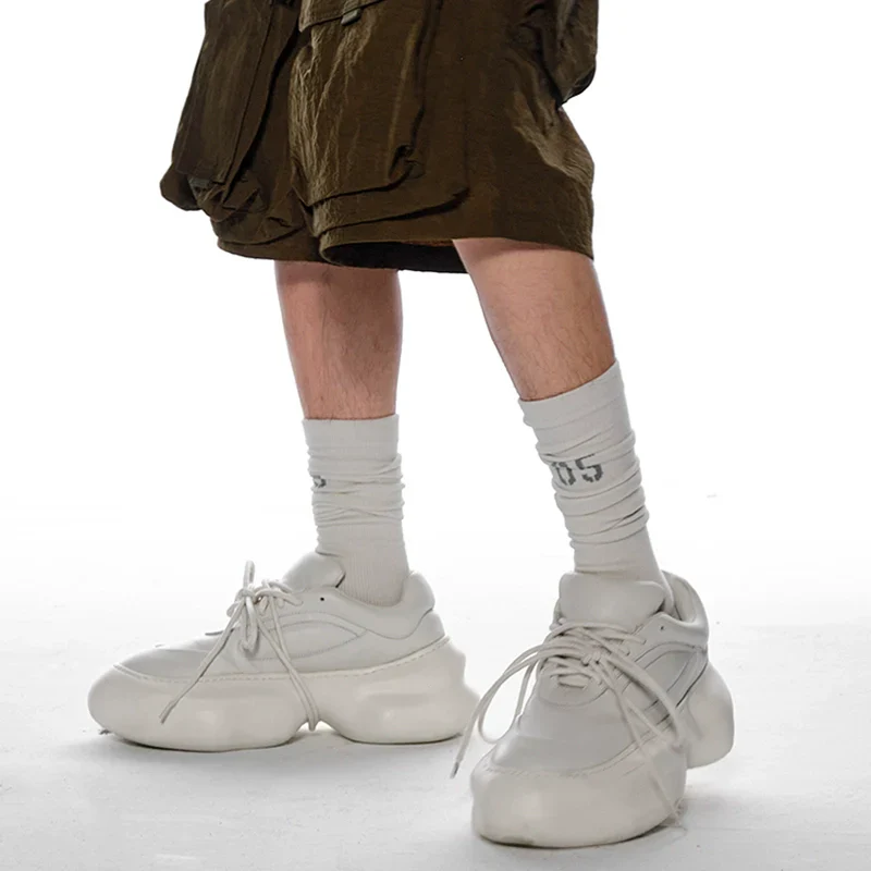 Exquisite White Chunky-Soled Sneakers - Image 2