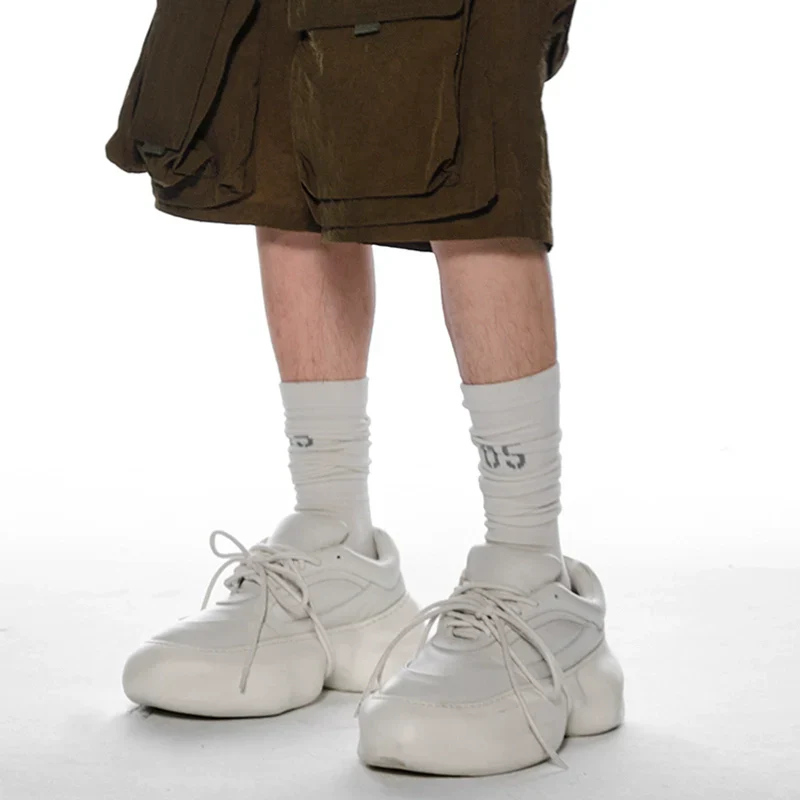 Exquisite White Chunky-Soled Sneakers - Image 4