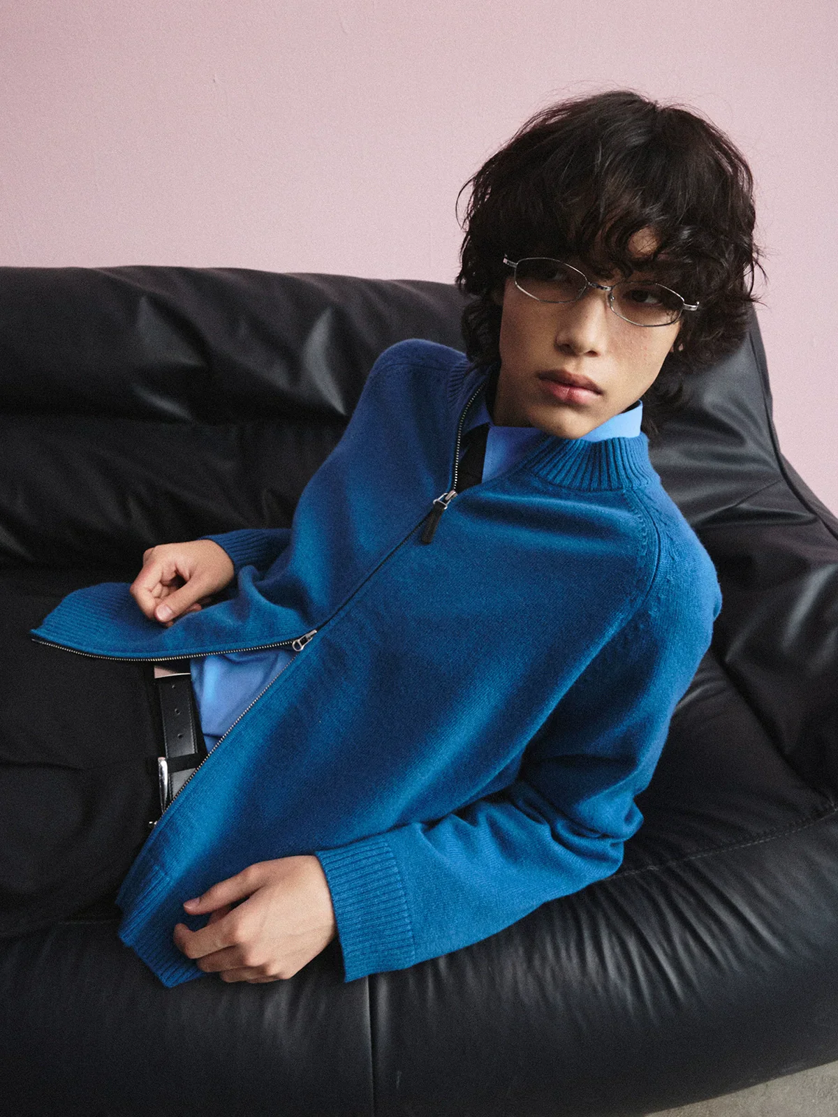 Extra Fine Merino Cashmere Double Zip Crew Cardigan - Image 2