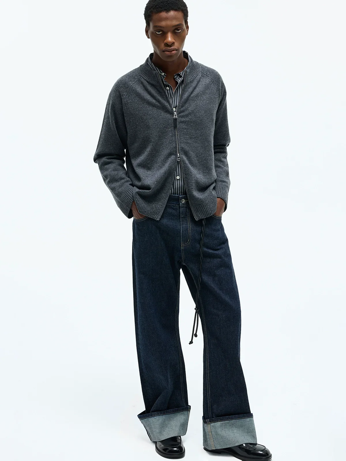 Extra Fine Merino Cashmere Double Zip Crew Cardigan - Image 4