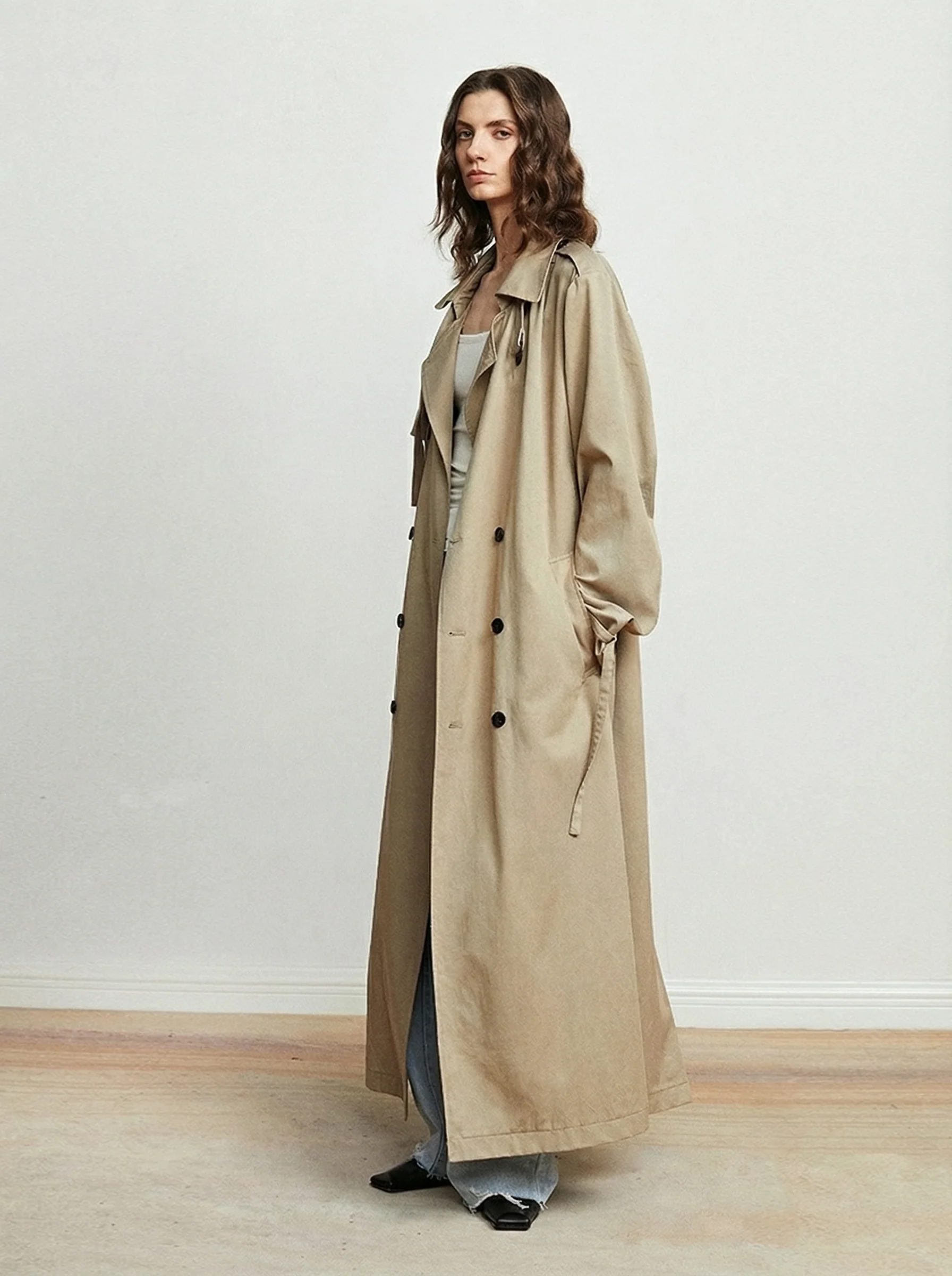 Extra-Long Lyocell-Cotton Trench Coat - Image 2