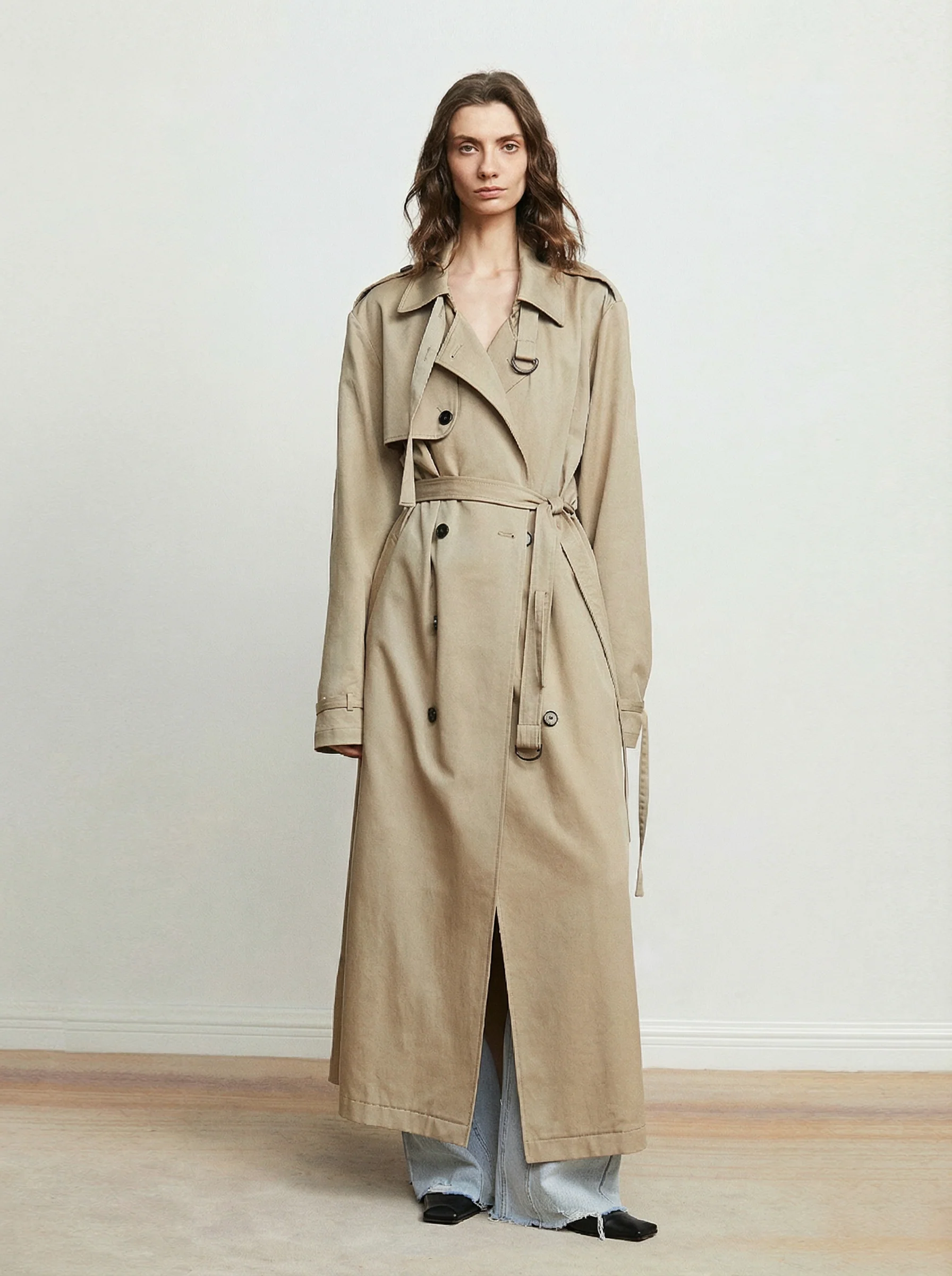 Extra-Long Lyocell-Cotton Trench Coat - Image 3
