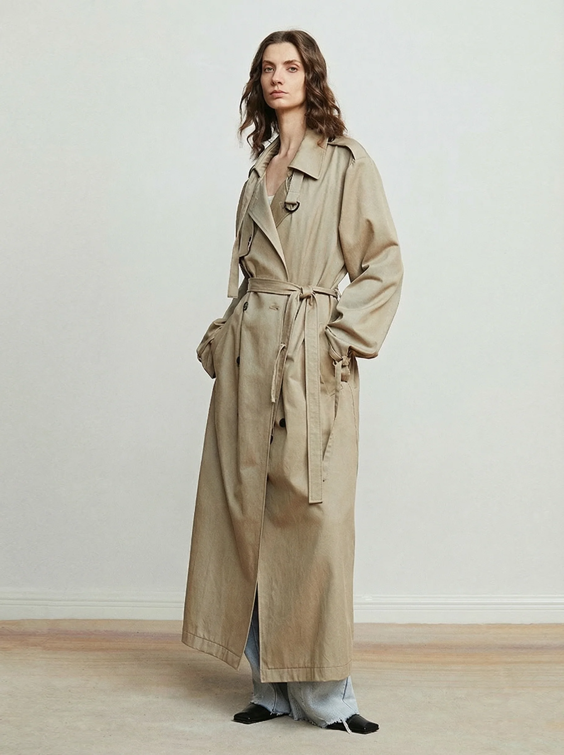 Extra-Long Lyocell-Cotton Trench Coat - Image 4