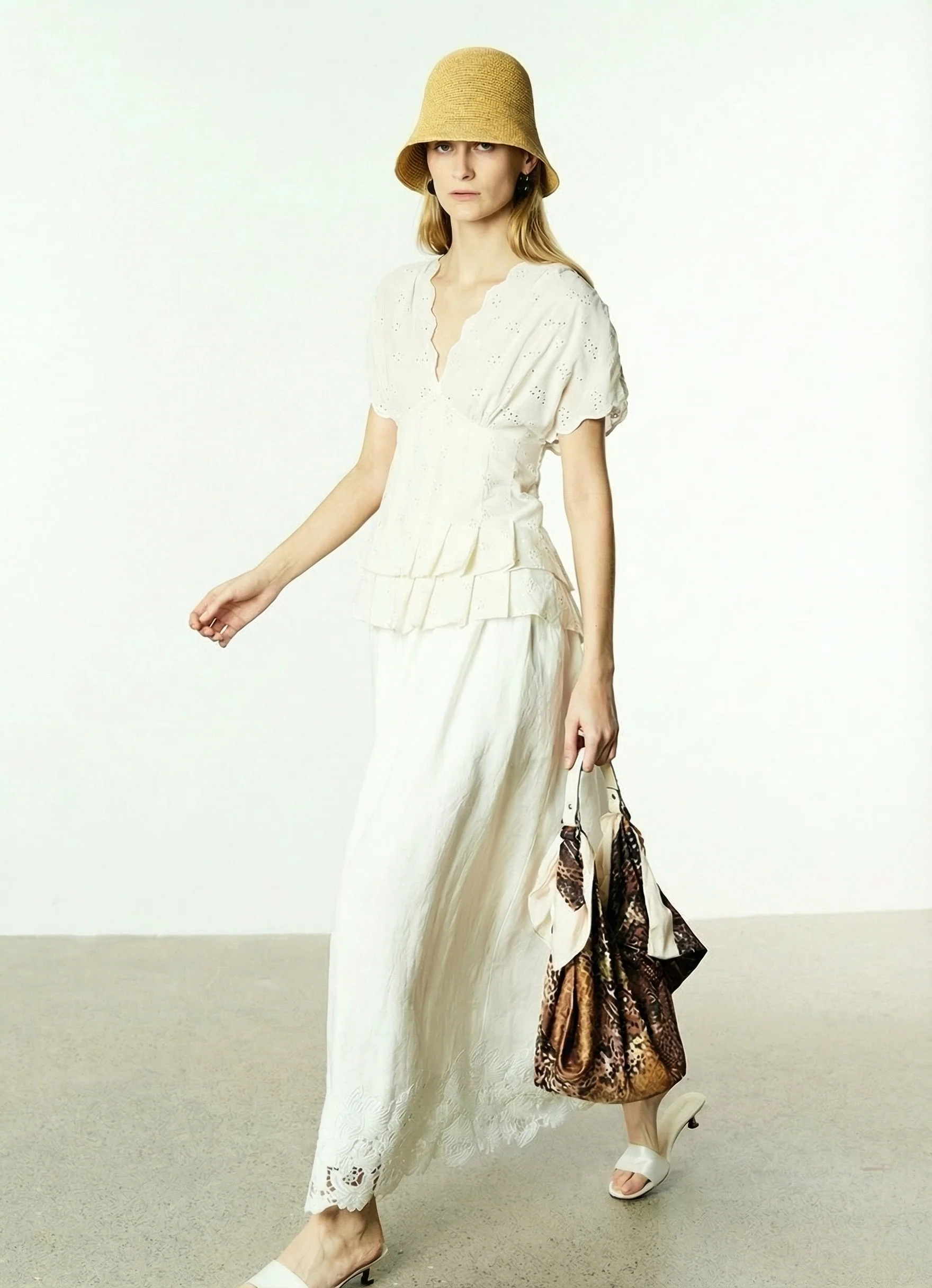 Eyelet V-Peplum Top - Image 8